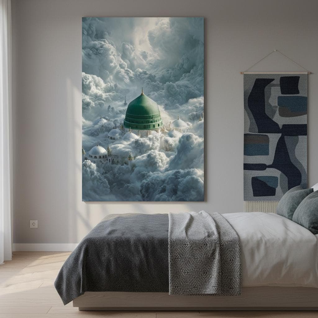 Madinah Mosque Art Print | Green Dome Islamic Wall Decor - image 4