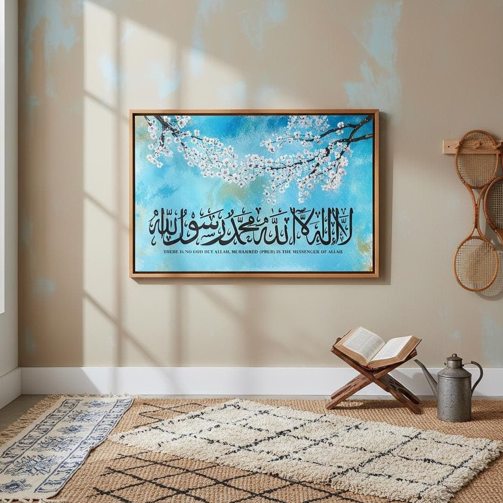 Kalima Shahada Floral Art Print – Modern Islamic Calligraphy