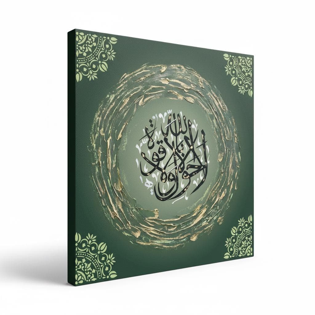Islamic Calligraphy Art Print | Textured Black White Gold Green Wall Decor - image 4