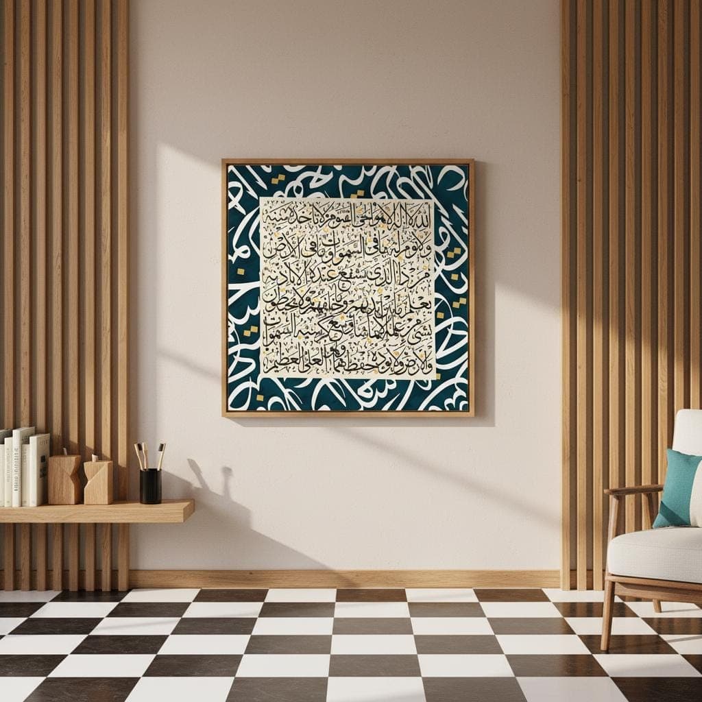 Ayatul Kursi Arabic Calligraphy Art Print | Gold Teal Abstract Islamic Wall Decor - image 5