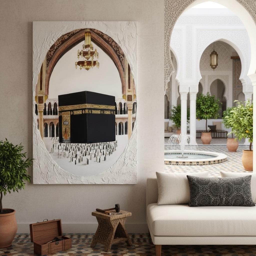 Textured Kaaba Painting | Mecca Art, Islamic Home Decor