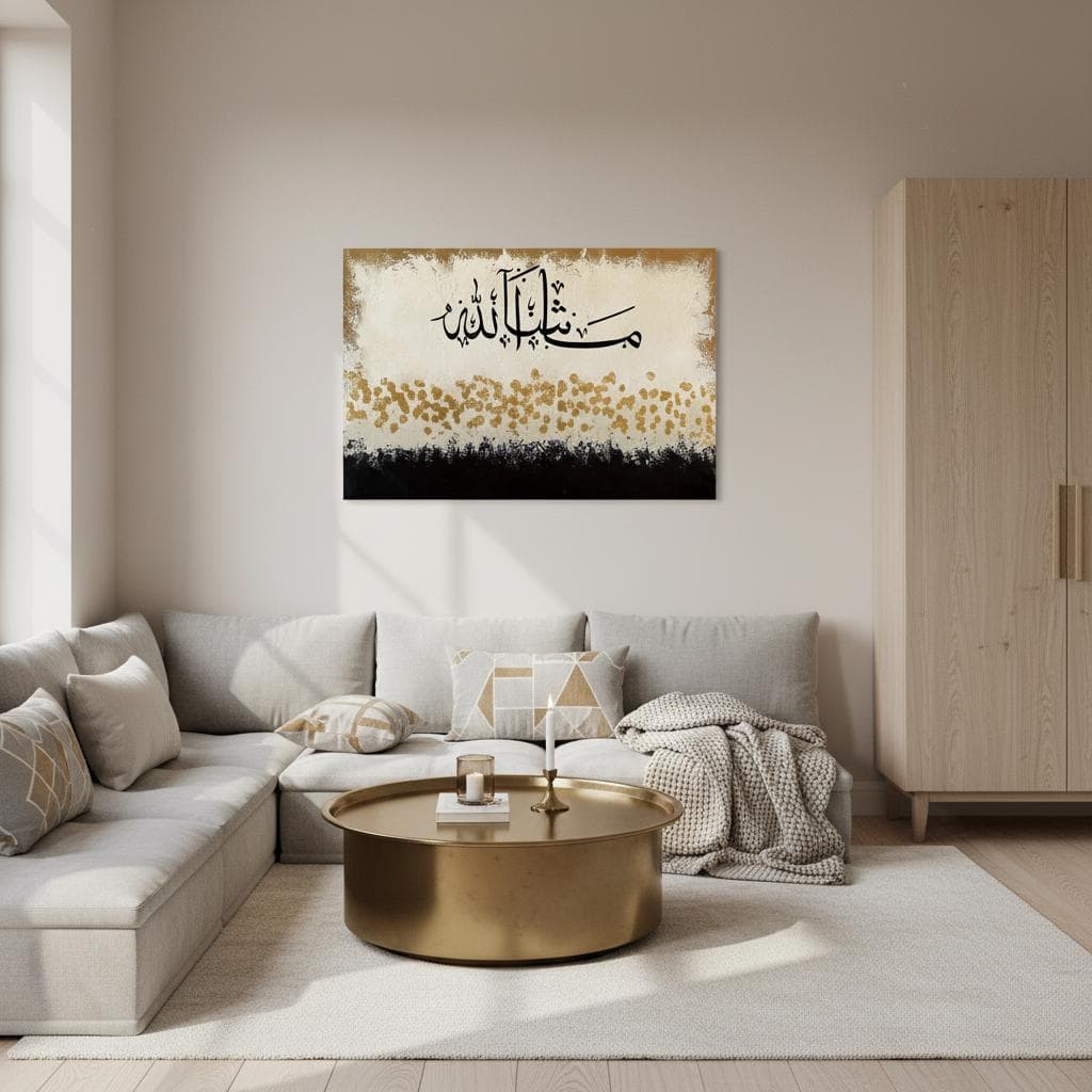 Masha'Allah Abstract Islamic Art Print | Modern Gold & Teal Calligraphy Wall Decor | Spiritual Home Accent - image 5
