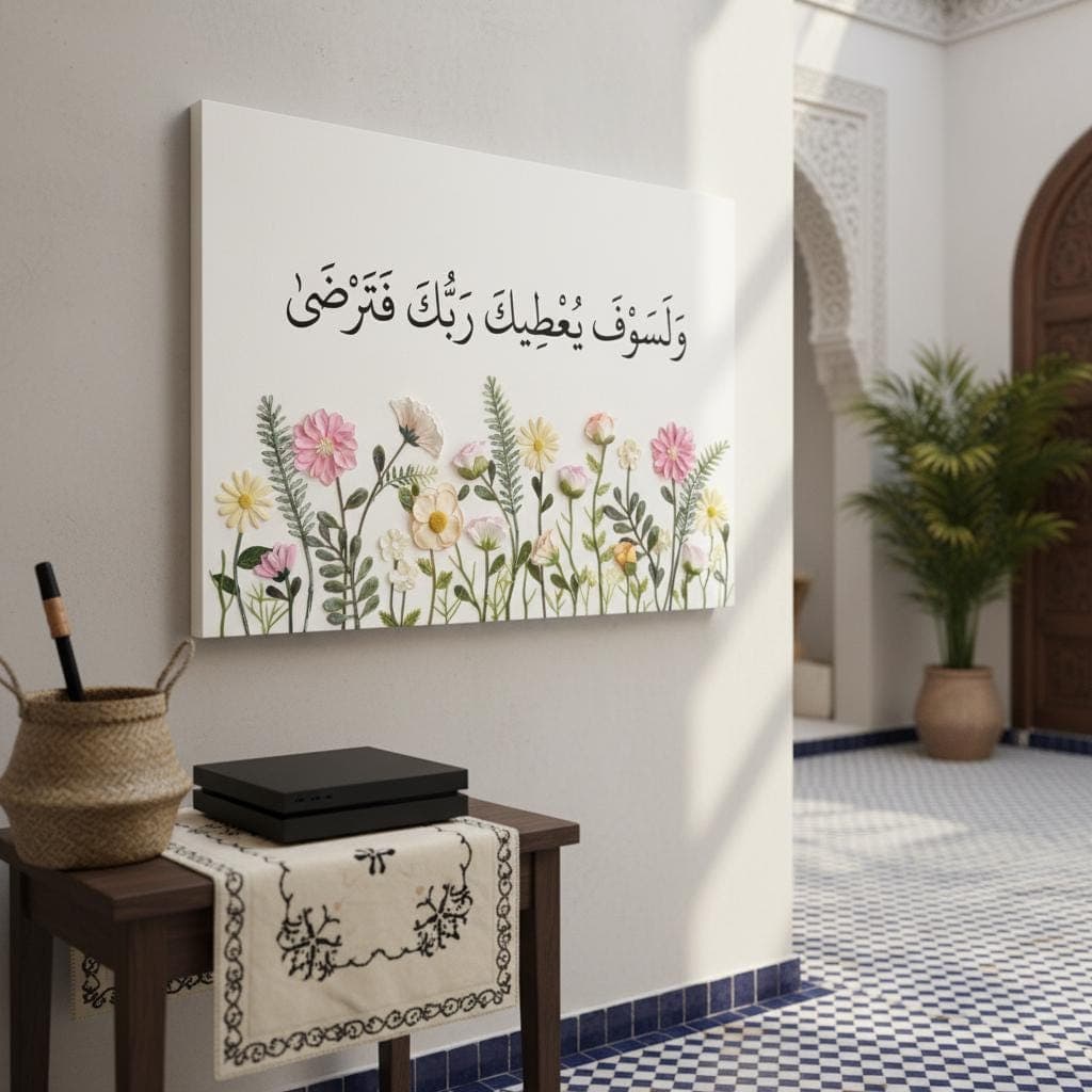 Floral Islamic Calligraphy Art Print: Serene Quran Verse