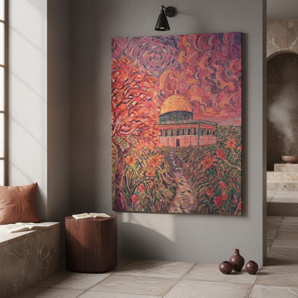 Masjid Al Aqsa Art Print | Abstract Mosque, Palestine, Gold & Blue