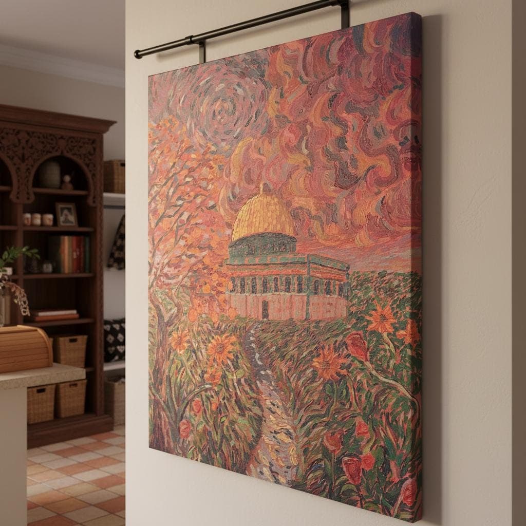 Masjid Al Aqsa Art Print | Abstract Mosque, Palestine, Gold & Blue - image 3