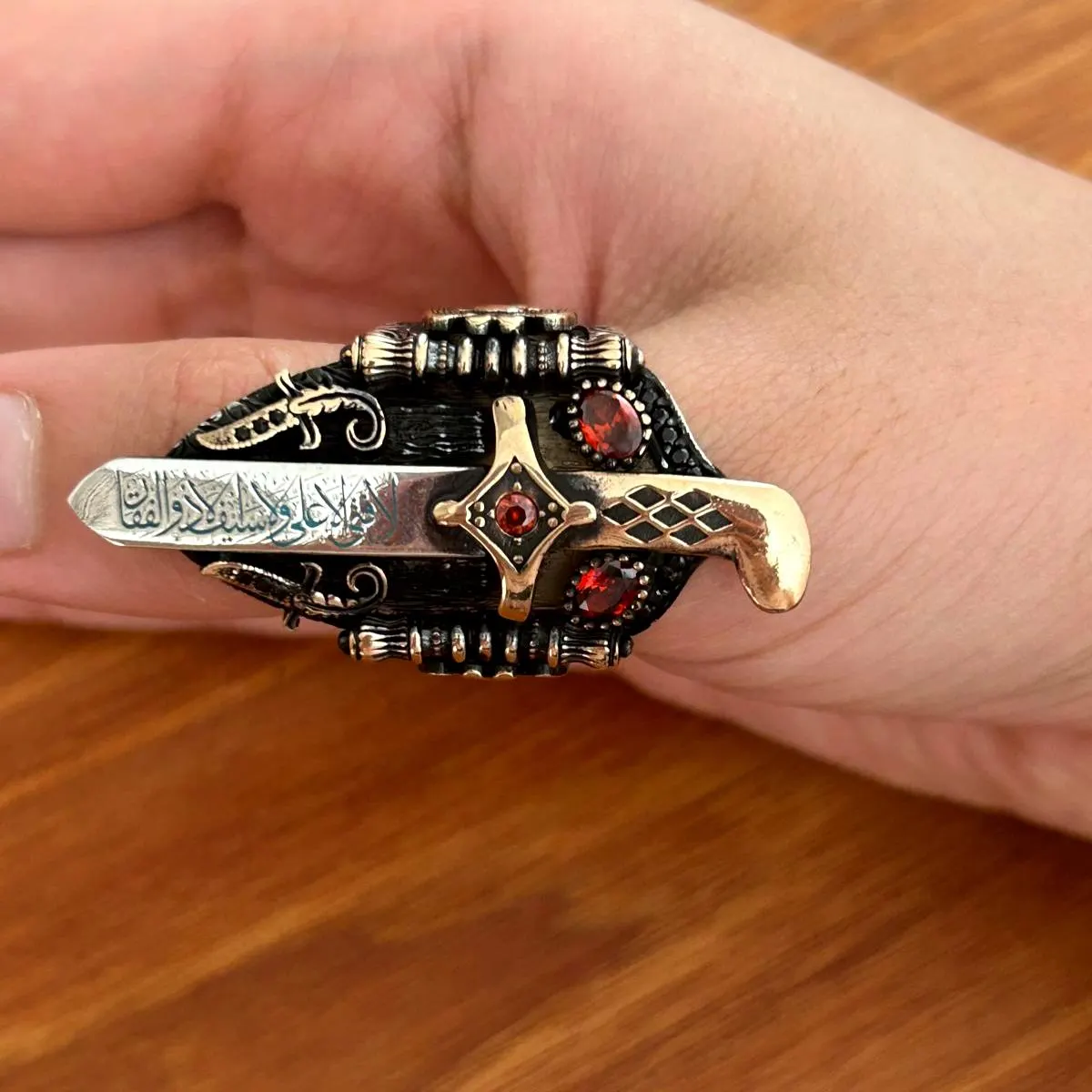 Sterling Silver Archer Thumb Ring: Turkish Zihgir Style