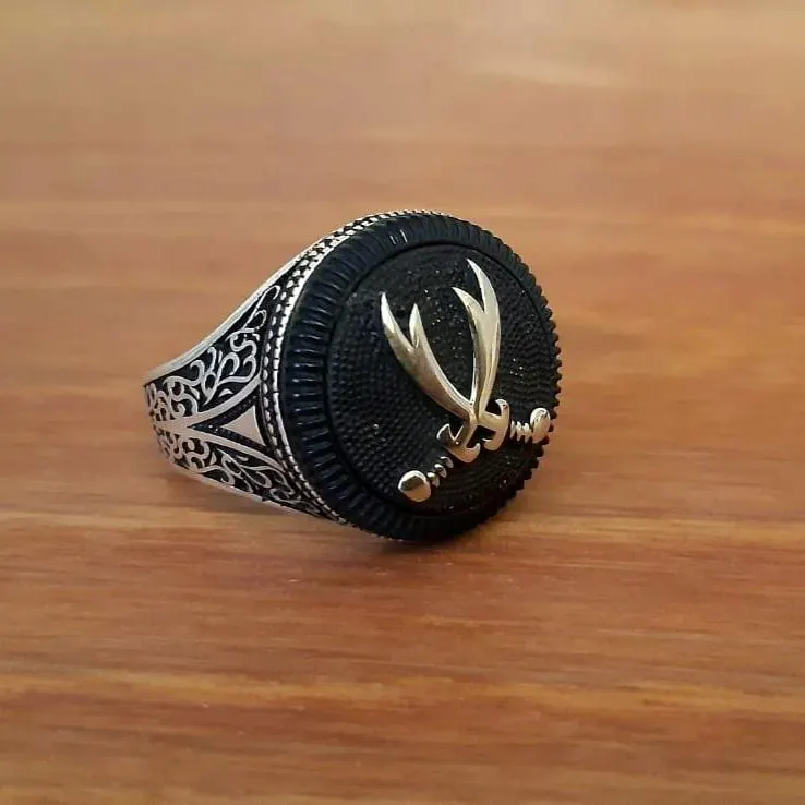 Sterling Silver Double Sword Ring, Handmade Knight Signet