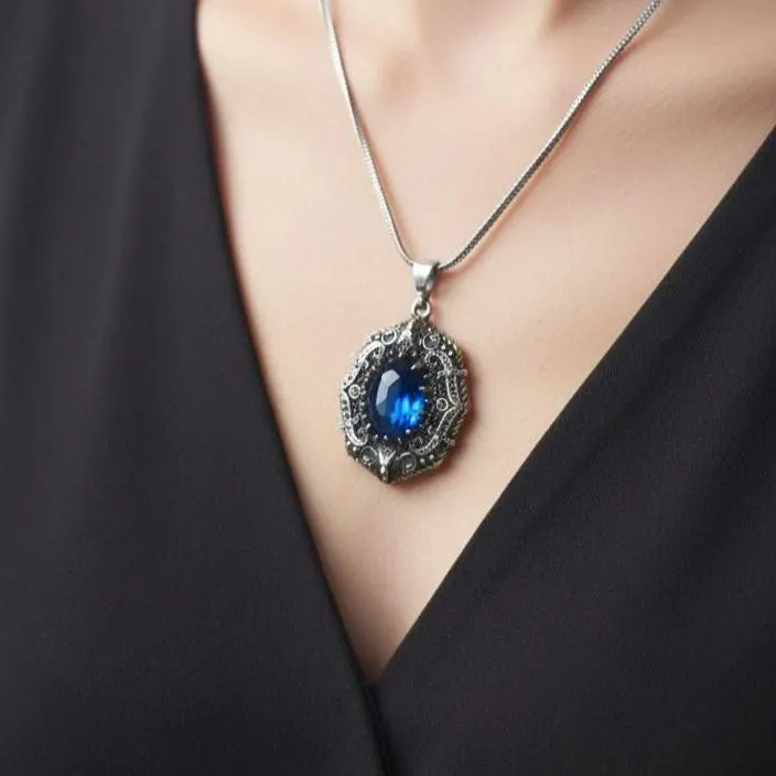 Sterling Silver Aquamarine Zircon Gemstone Necklace