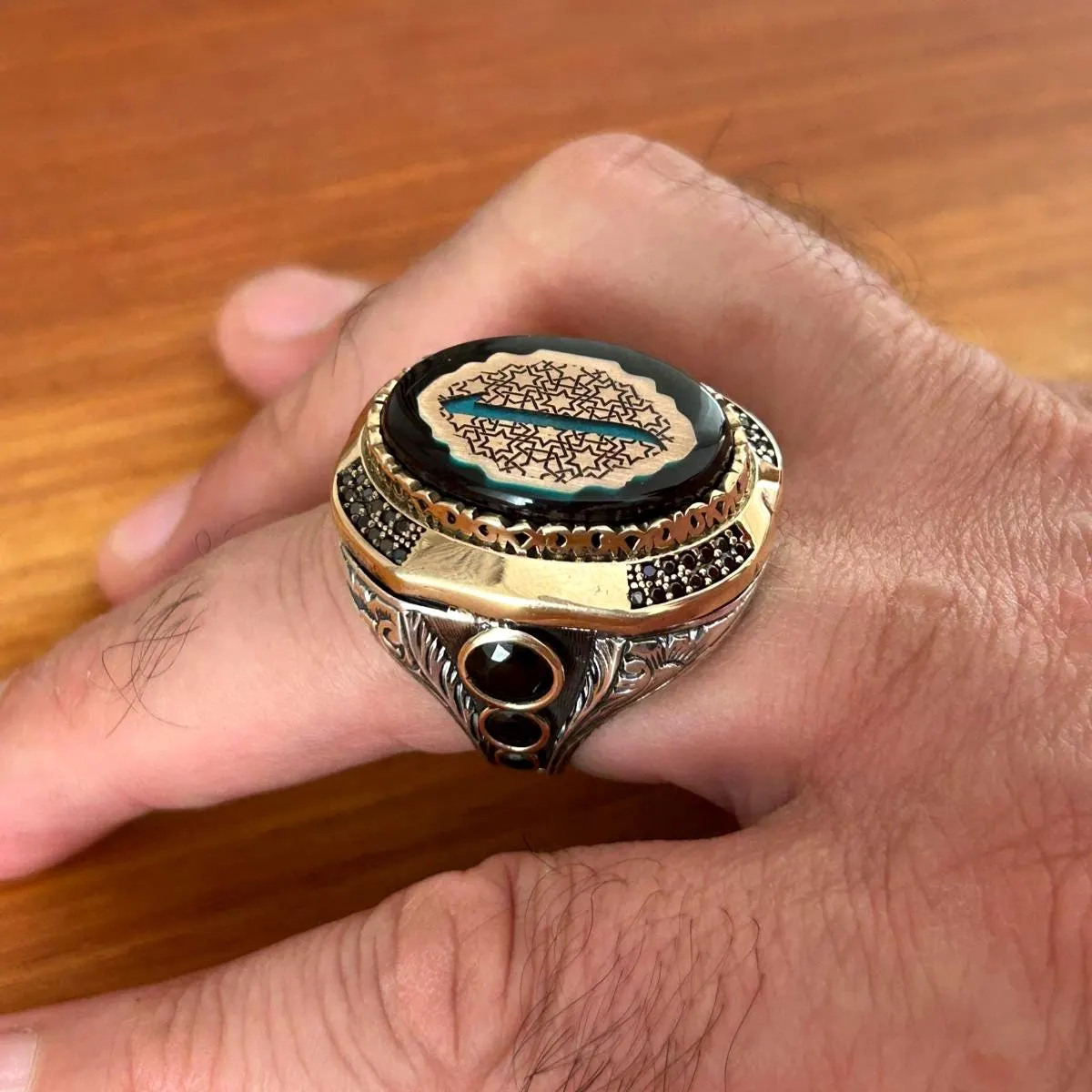Handmade 925 Sterling Silver Islamic Ring: Ottoman Design