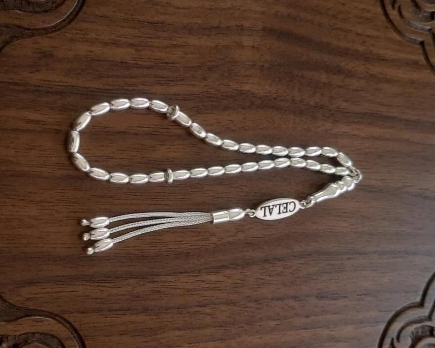 Personalized 925 Sterling Silver Prayer Beads, 33 Bead Tasbeeh, Islamic Muslim Gift - image 4