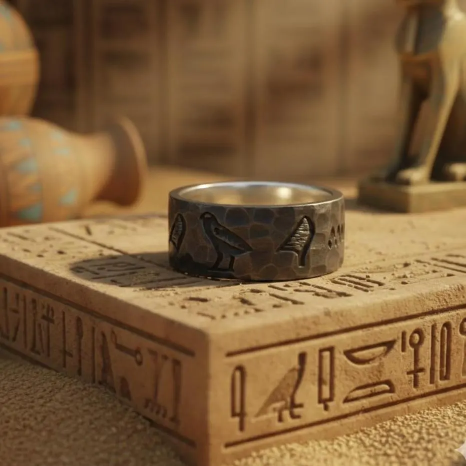 Sterling Silver Egypt Hieroglyph Cartouche Ring, Custom Name