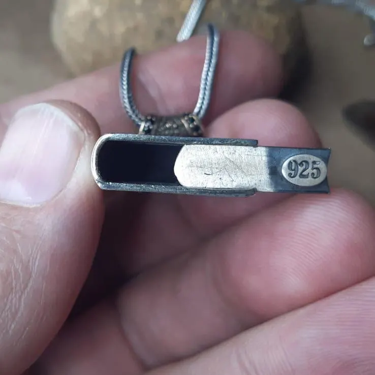 Sterling Silver Arabic Calligraphy Necklace, Elif Vav Book Pendant - image 5