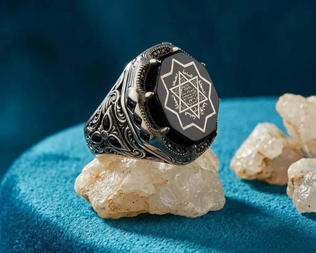 Sterling Silver Seal of Solomon Ring, Handmade Signet Ring