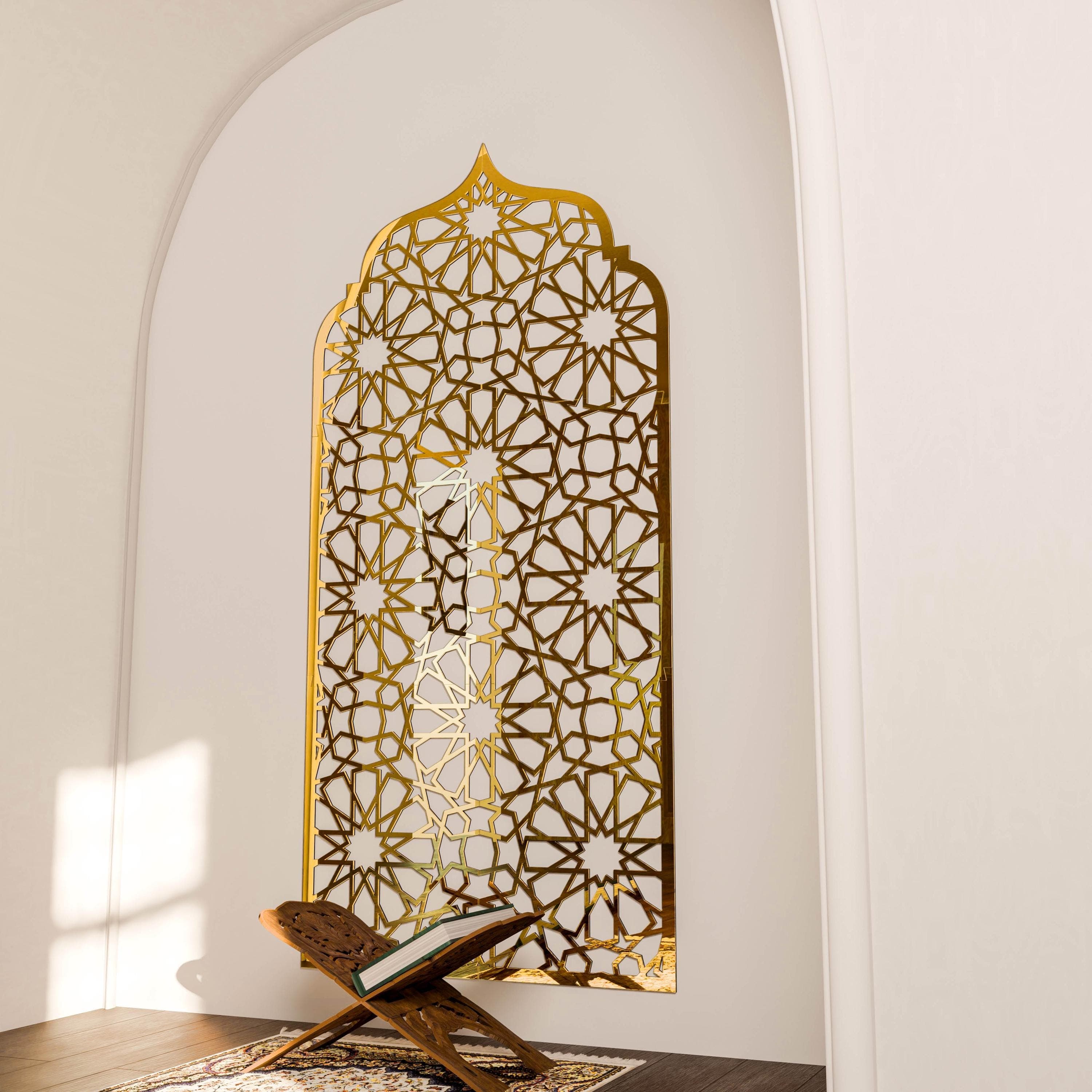 Mihrab Islamic Wall Decor Moroccan Wood Mehraab Panel for Muslim Prayer Room Ramadan Decoration Eid Gift - image 3