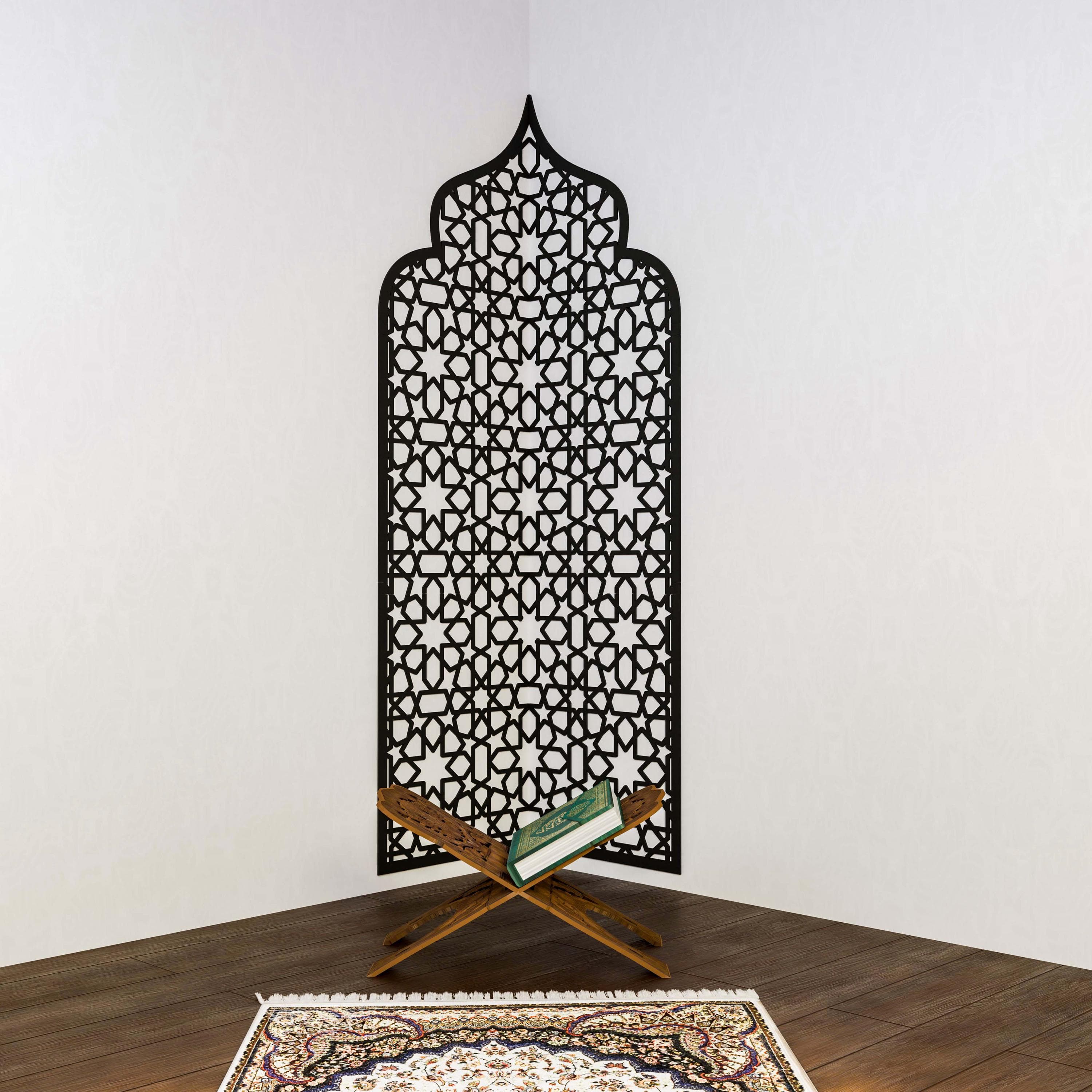 Mihrab Islamic Wall Art Moroccan Wood Mehraab Panel for Muslim Prayer Room Ramadan Decoration Eid Gift - image 4