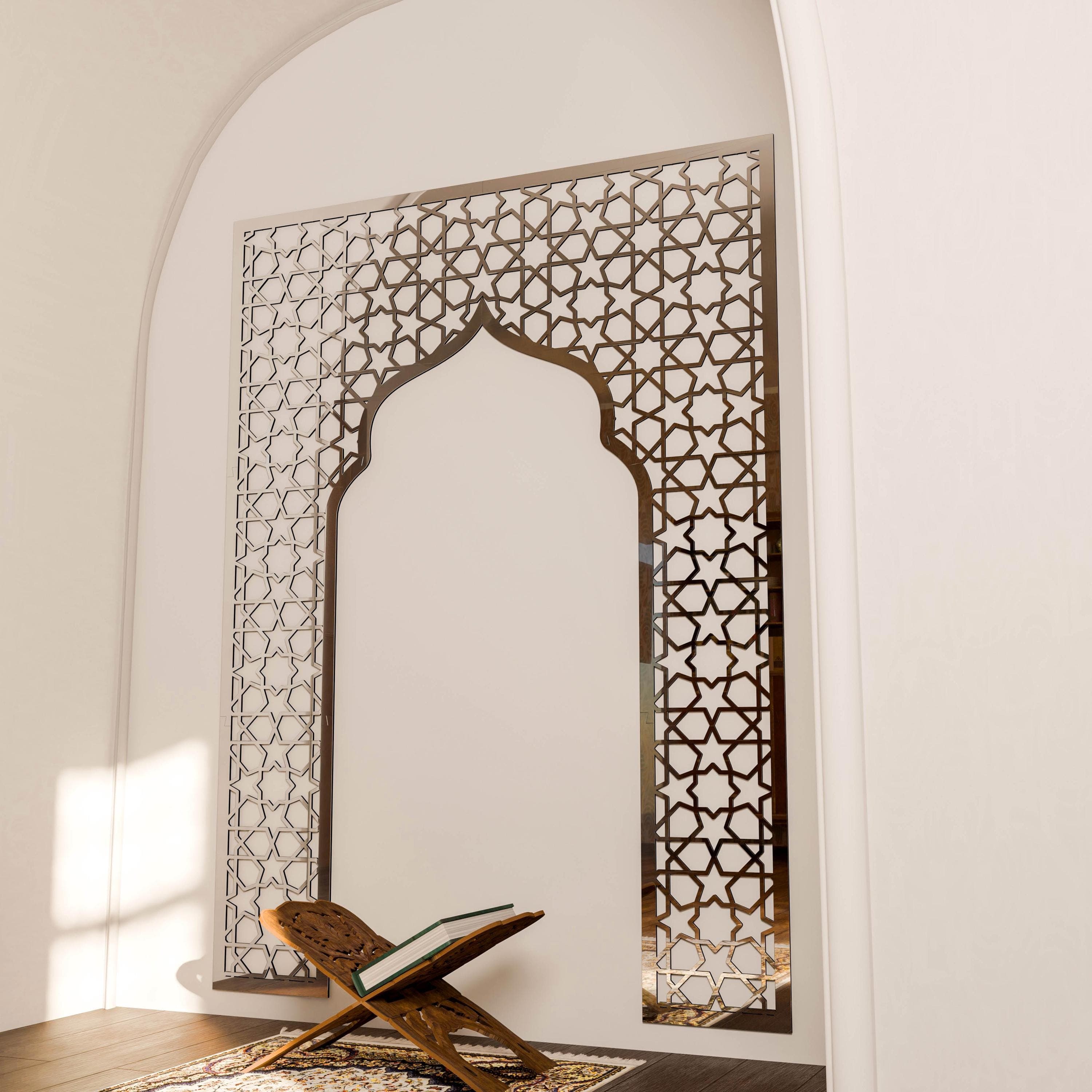 Mihrab Islamic Wall Art Mehraab Ramadan Decor Muslim Prayer Room Moroccan Wood Decorative Panel Eid Mubarak Gift - image 5