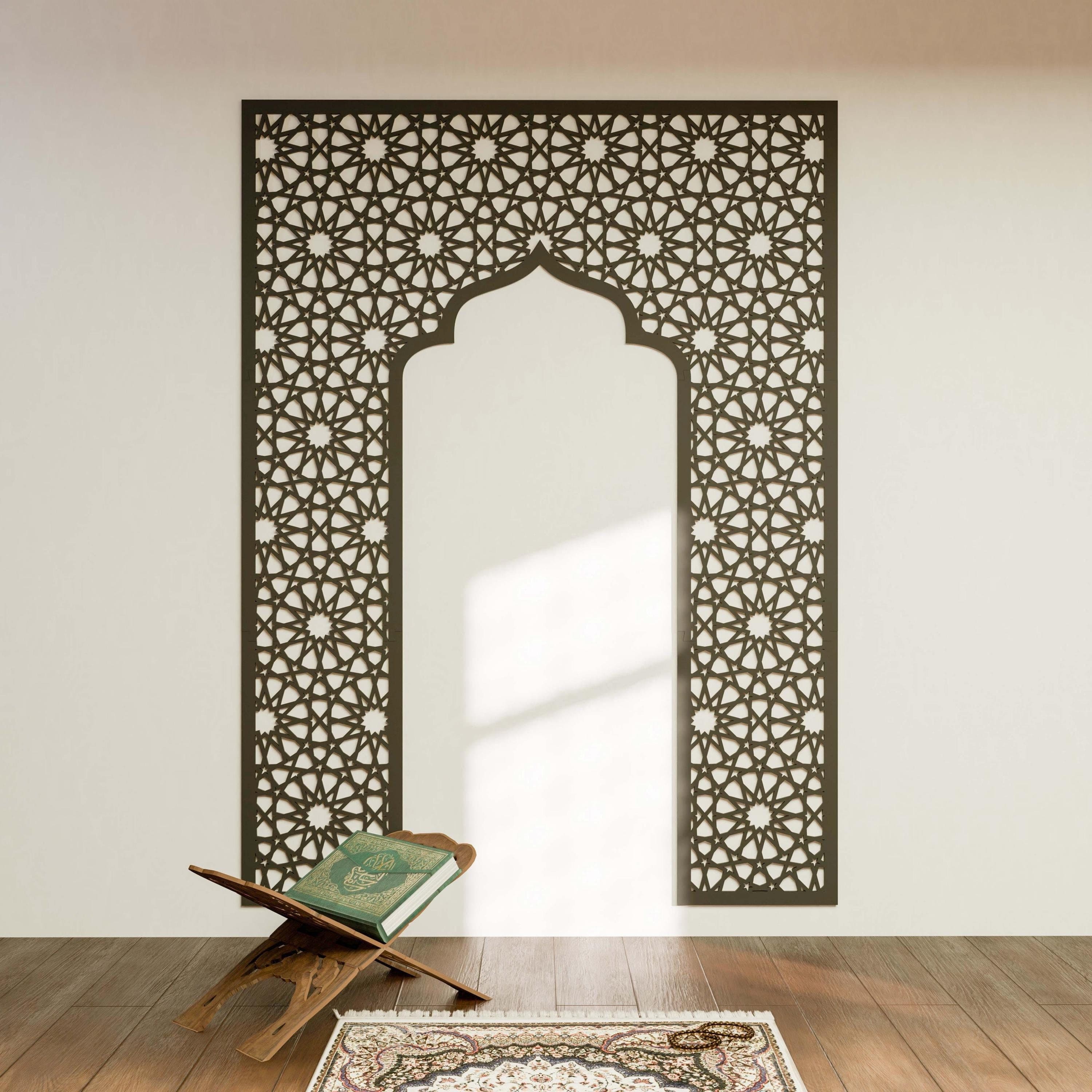 Mihrab Islamic Wall Art Mehraab for Muslim Prayer Room Ramadan Decoration Moroccan Wood Decorative Panel Eid Mubarak Gift - image 4