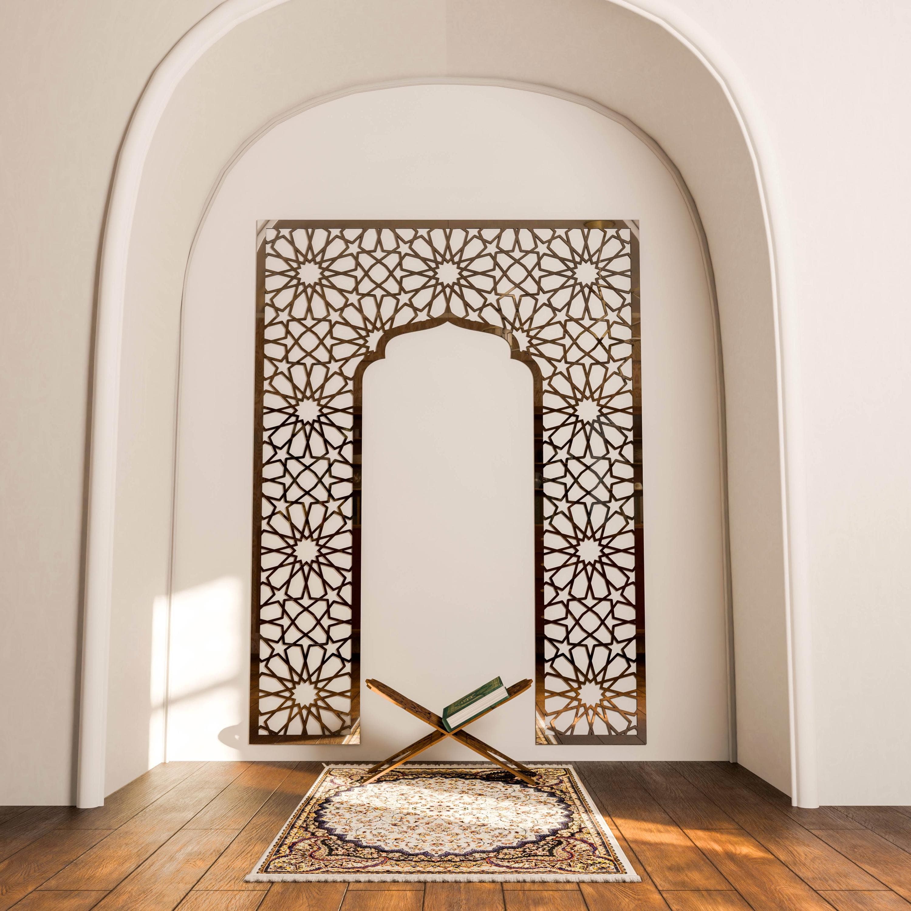 Large Mihrab Islamic Wall Art Muslim Prayer Room Moroccan Wood Decorative Panel Ramadan Decoration Eid Mubarak Housewarming Gift - image 4
