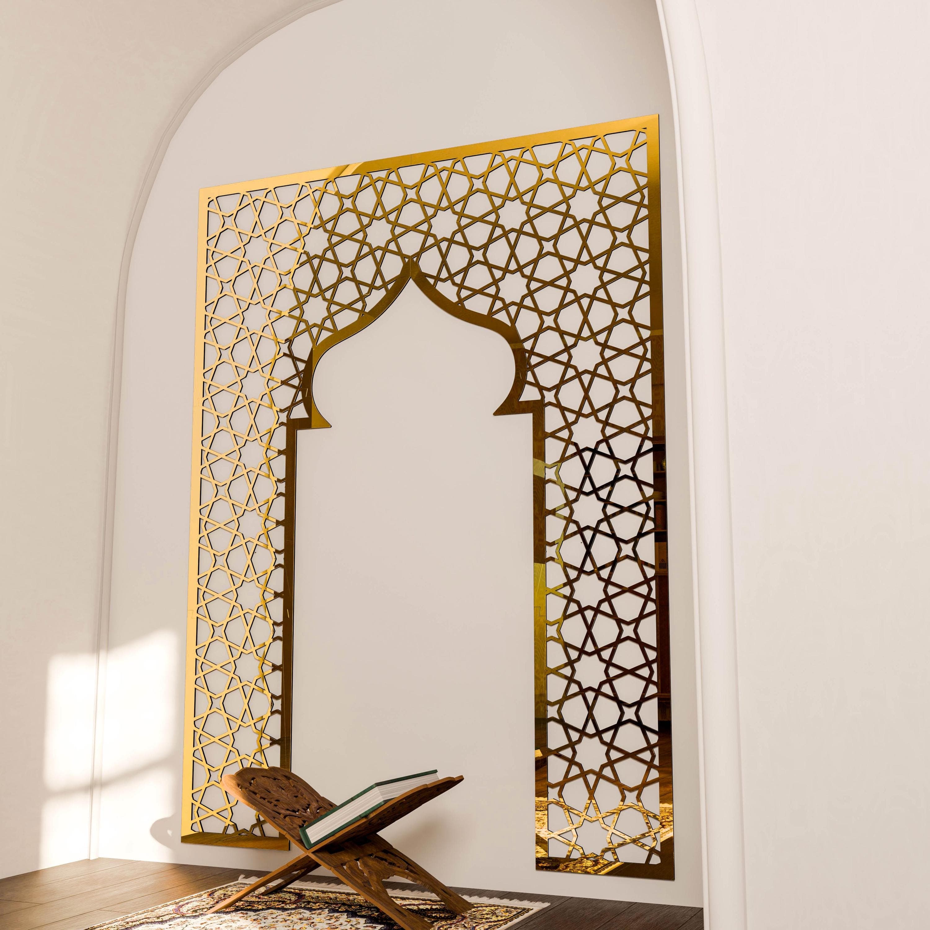 Mihrab Islamic Wall Art Large Mehraab Ramadan Decoration Moroccan Wood Decorative Panel Muslim Prayer Room Eid Mubarak Gift