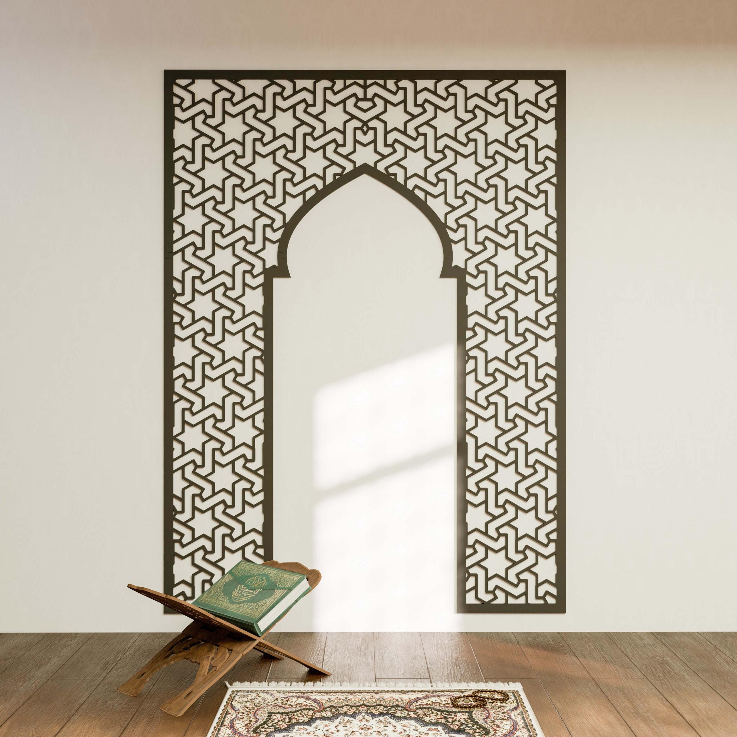 Mihrab Islamic Wall Art Mehraab Ramadan Decoration Moroccan Wood Decorative Panel Muslim Prayer Room Housewarming Gift - image 3