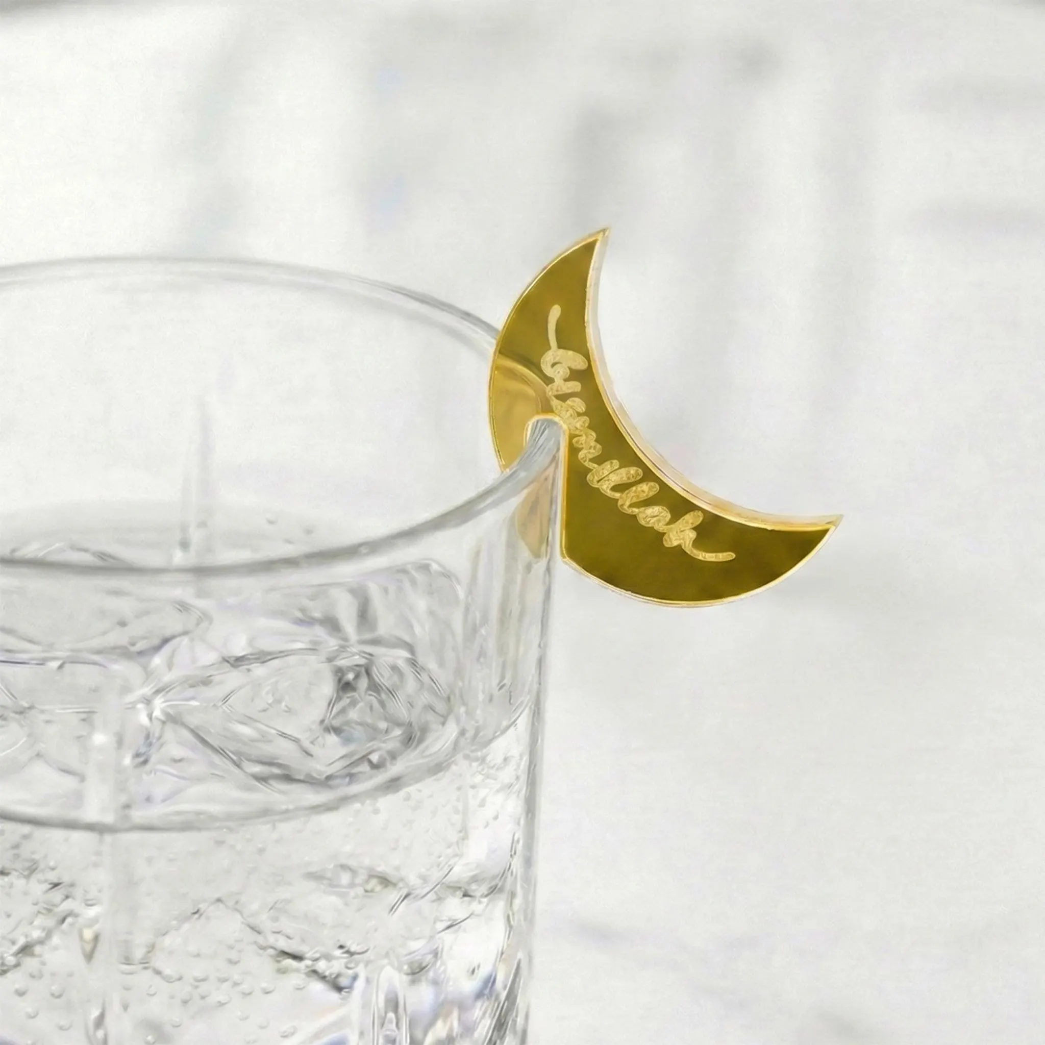 Crescent Moon Acrylic Drink Tags Bismillah Glass Charms Ramadan Decoration Eid Table Decor