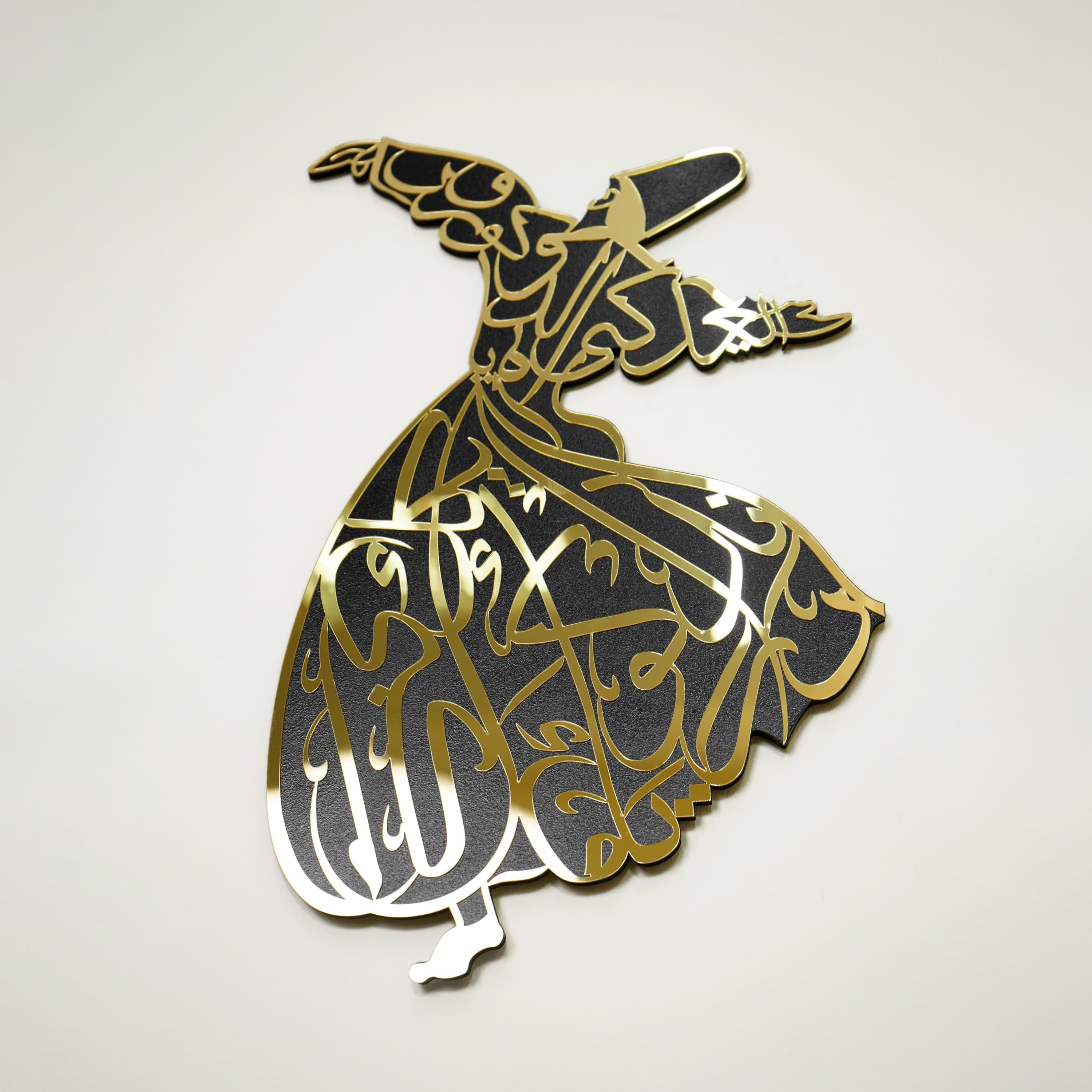 Whirling Darwish Rumi Golden Acrylic and Black Wood Islamic Wall Art, Rumi Islamic Home Decor, Home Decoration Arts, Ramadan Decoration, Eid - image 4