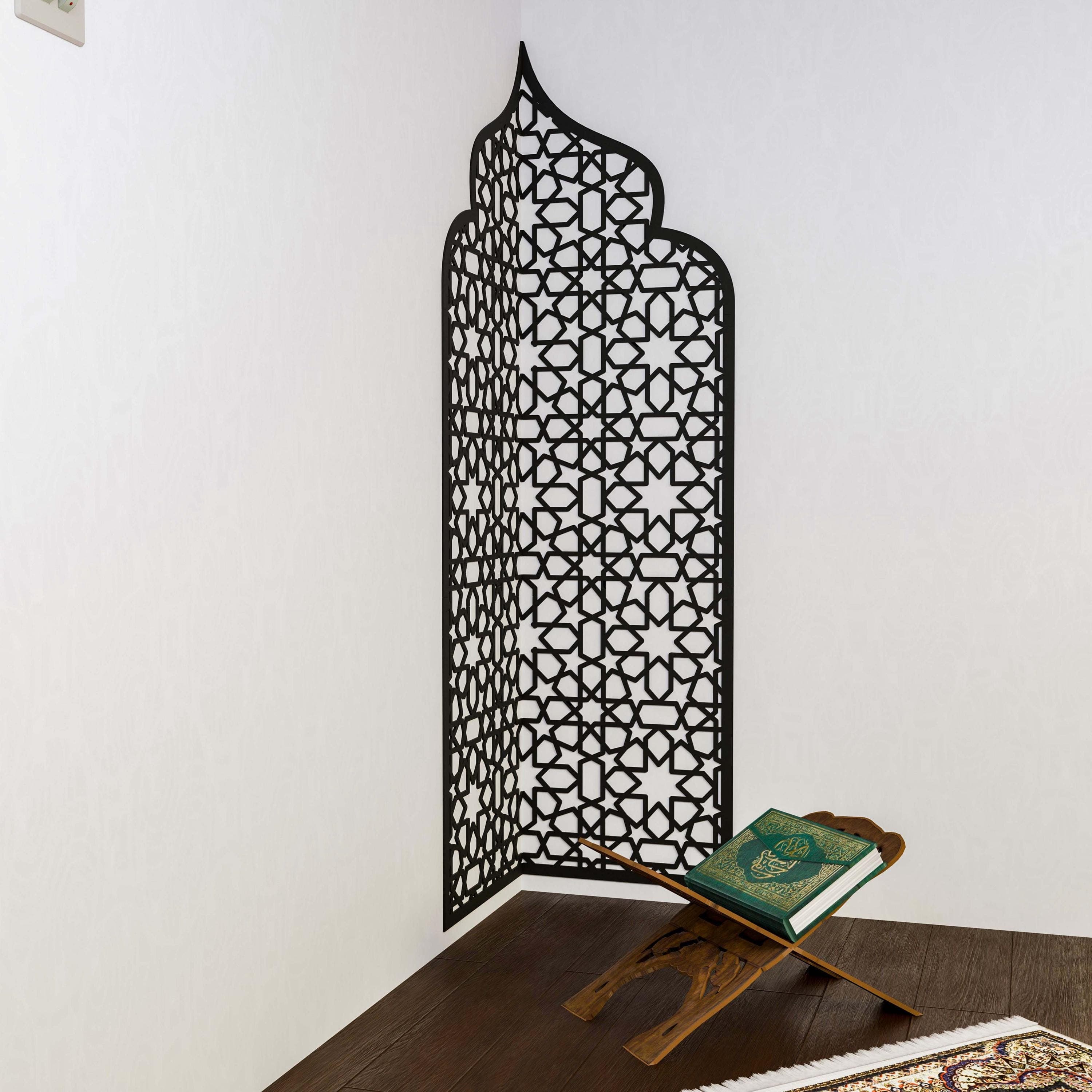 Mihrab Islamic Wall Art Moroccan Wood Mehraab Panel for Muslim Prayer Room Ramadan Decoration Housewarming Gift - image 5