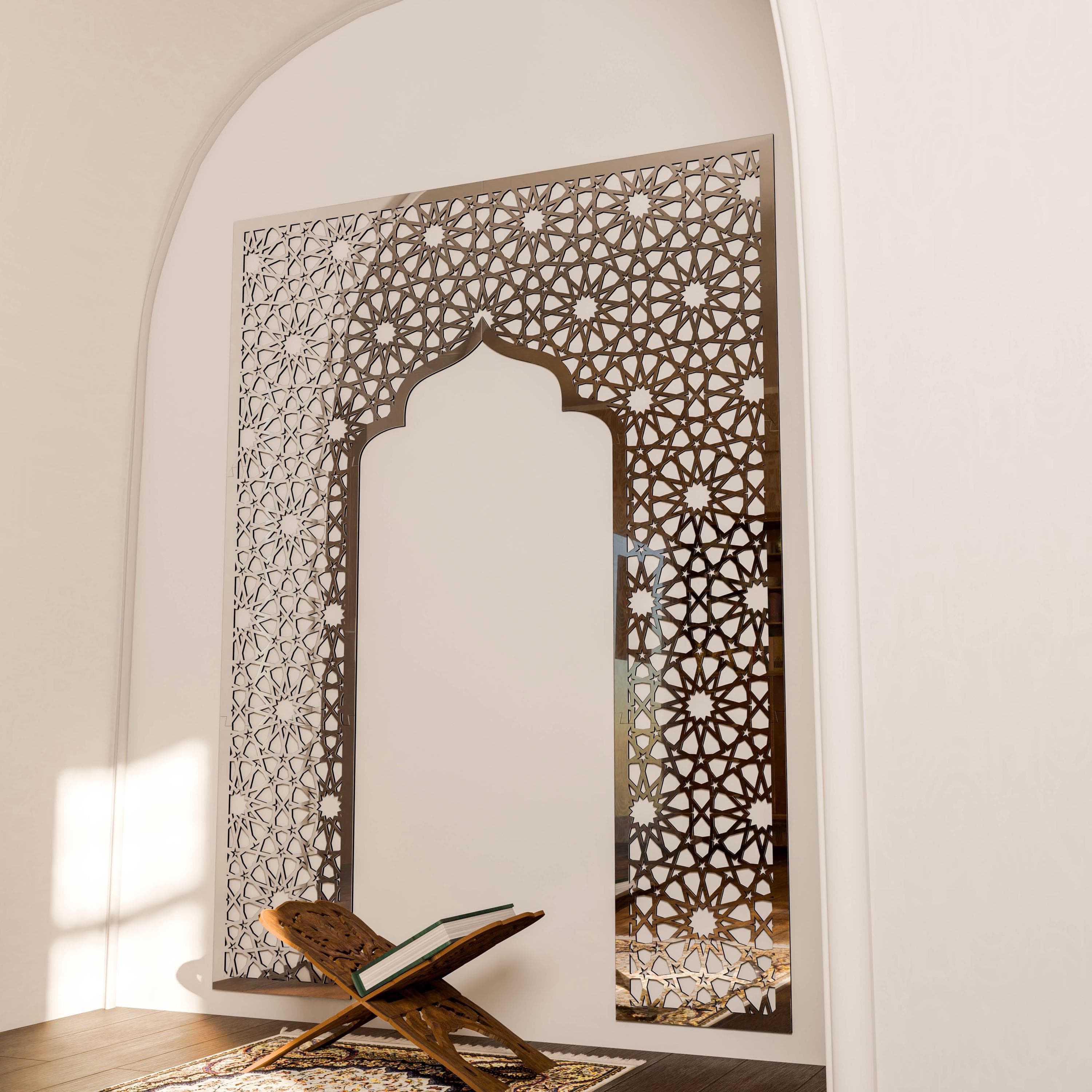 Mihrab Islamic Wall Art Mehraab for Muslim Prayer Room Ramadan Decoration Moroccan Wood Decorative Panel Eid Mubarak Gift - image 5