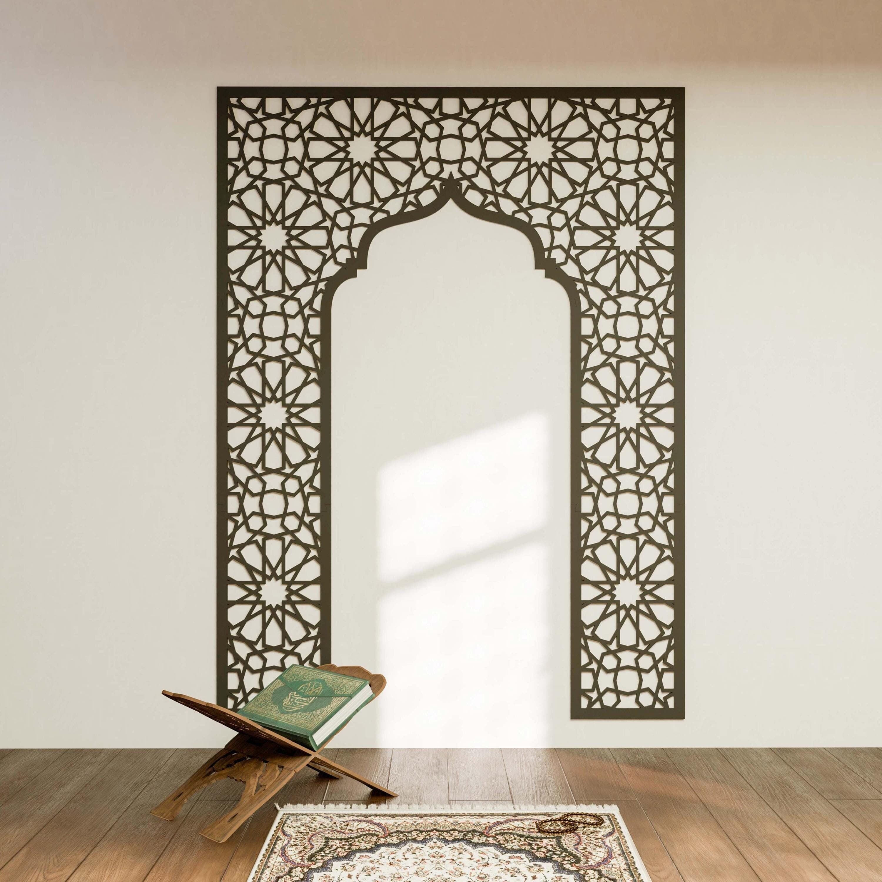 Mihrab Islamic Wall Art Large Mehraab Ramadan Decor Moroccan Wood Decorative Panel Muslim Prayer Room Housewarming Gift - image 3