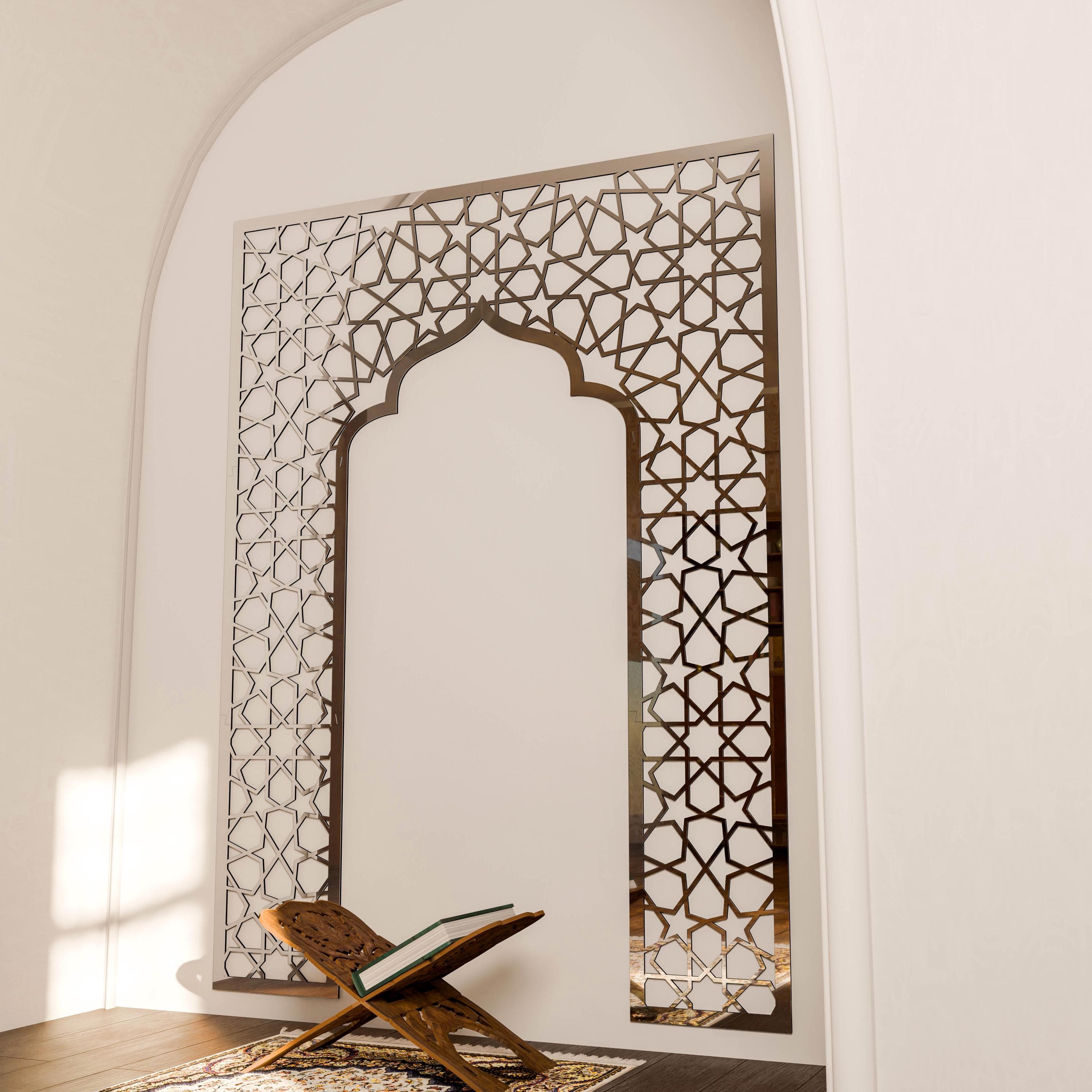 Mihrab Large Islamic Wall Art Muslim Prayer Room Moroccan Wood Decorative Panel Ramadan Decoration Eid Mubarak Gift - image 3