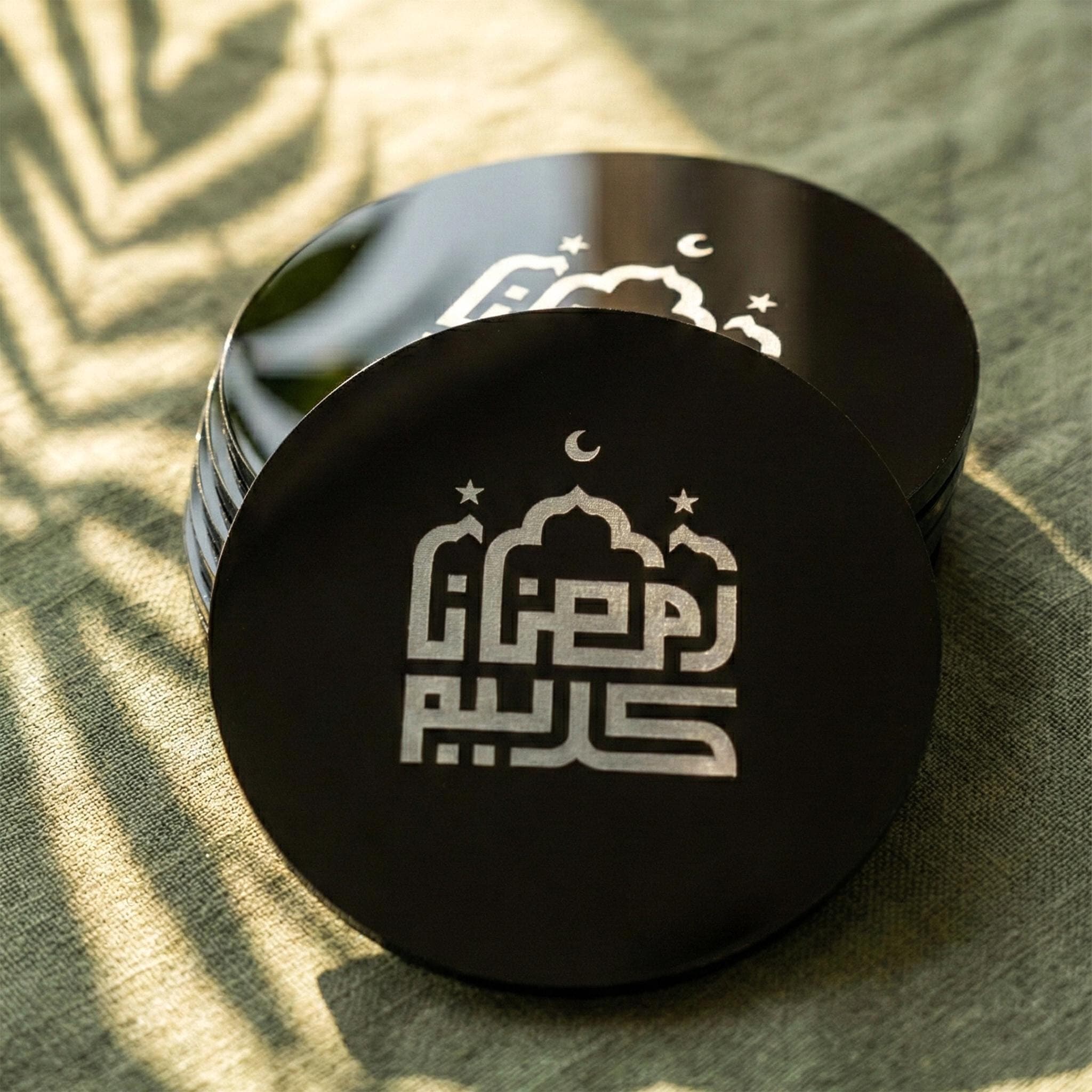 Ramadan Kareem Kufic Engraved Coasters Islamic Table Decor Ramadan Decoration Eid Gifts - image 4