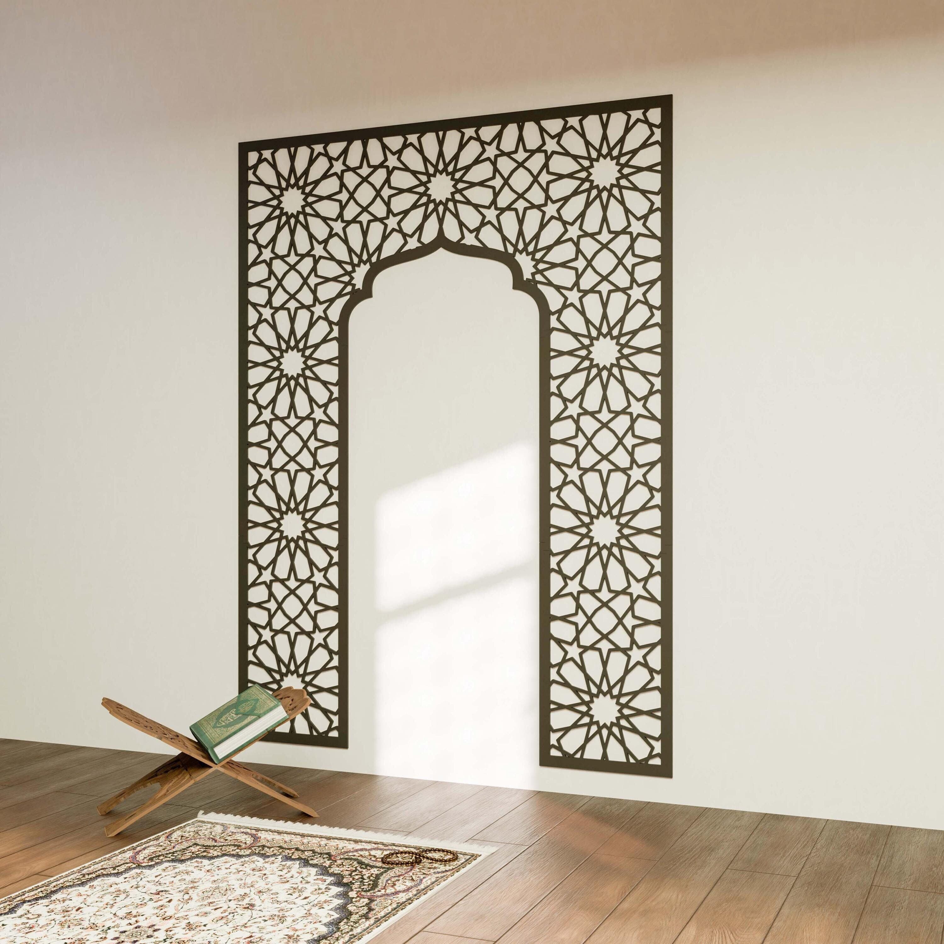 Large Mihrab Islamic Wall Art Muslim Prayer Room Moroccan Wood Decorative Panel Ramadan Decoration Eid Mubarak Housewarming Gift - image 3