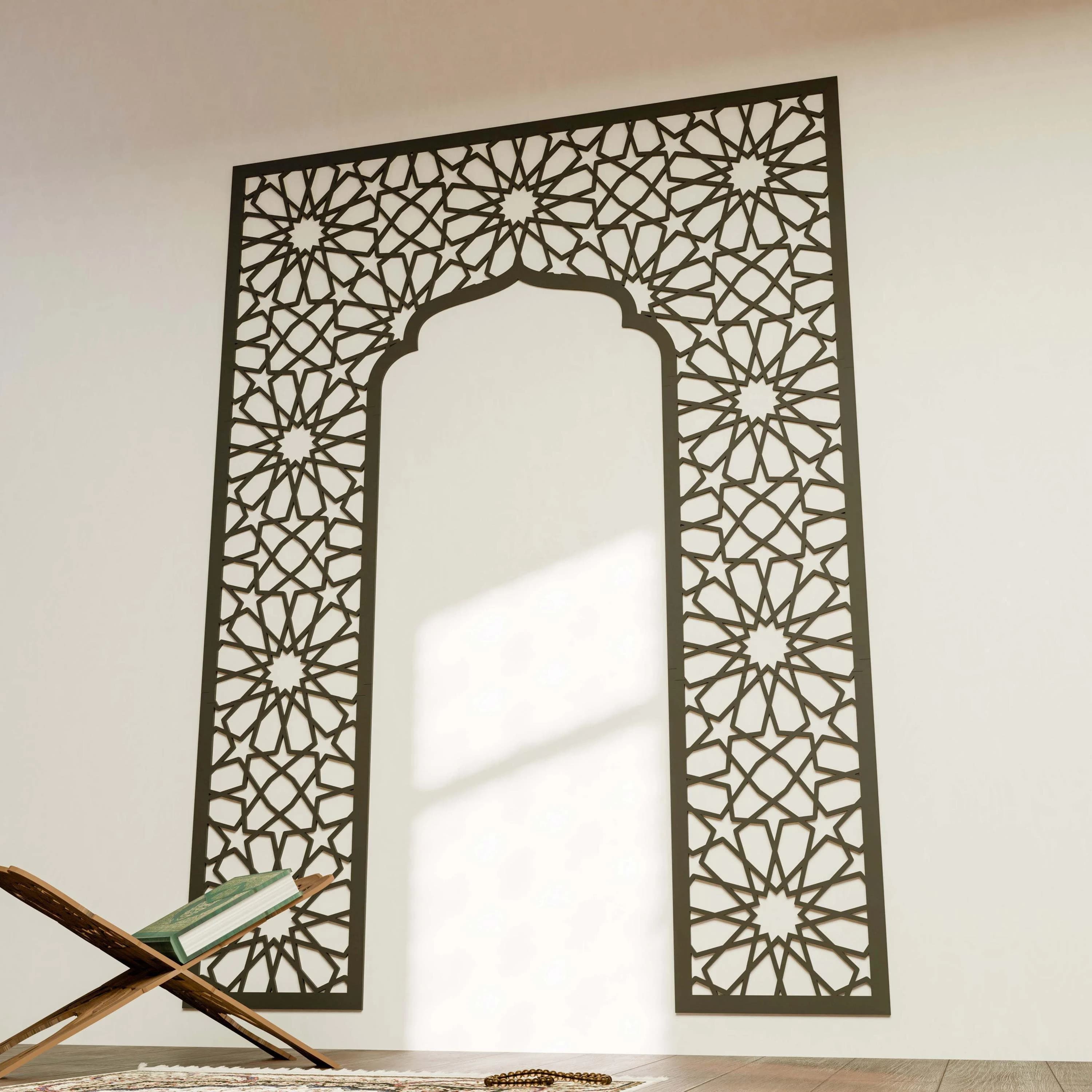 Large Mihrab Islamic Wall Art Muslim Prayer Room Moroccan Wood Decorative Panel Ramadan Decoration Eid Mubarak Housewarming Gift - image 5