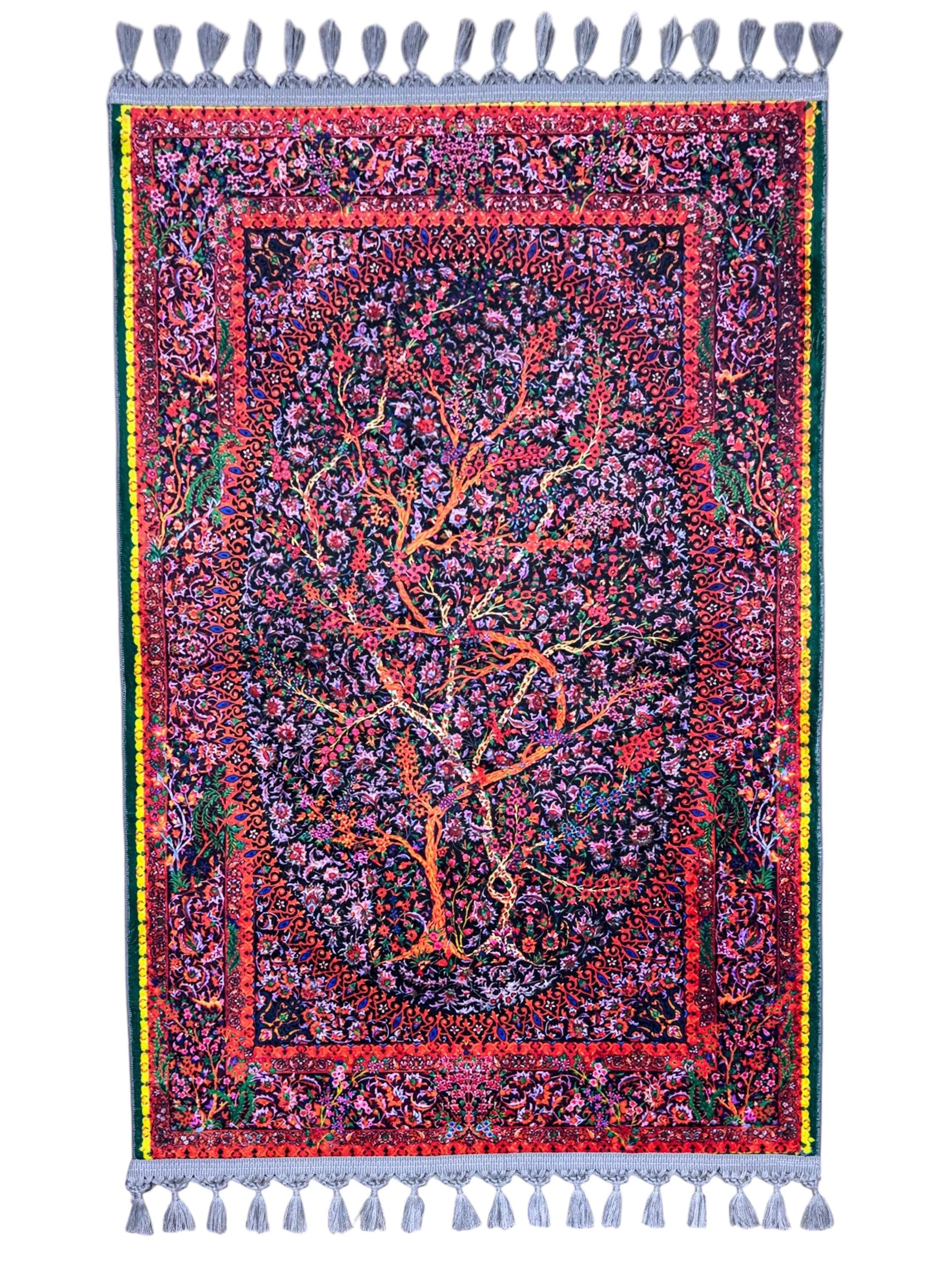Floral Muslim Prayer Rug , Turkish Motif Islamic Decor , Ramadan  , Tree , Wedding , Salah , Janamaz - image 4