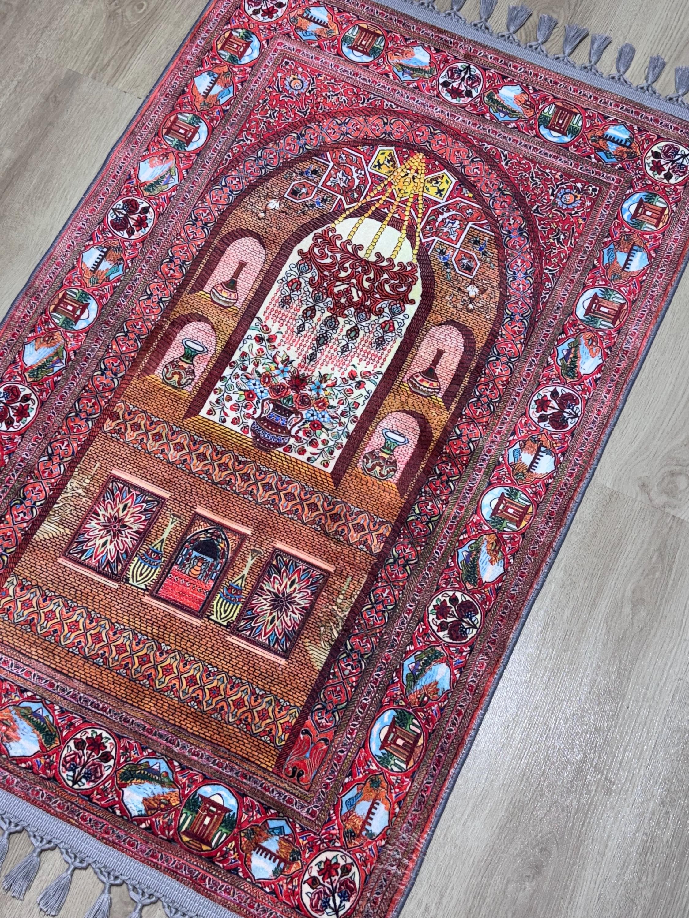 Detailed Digital Design Prayer Rug-  Muslim Gift- Orthodox Mat -Persian Carpet - Christian mat