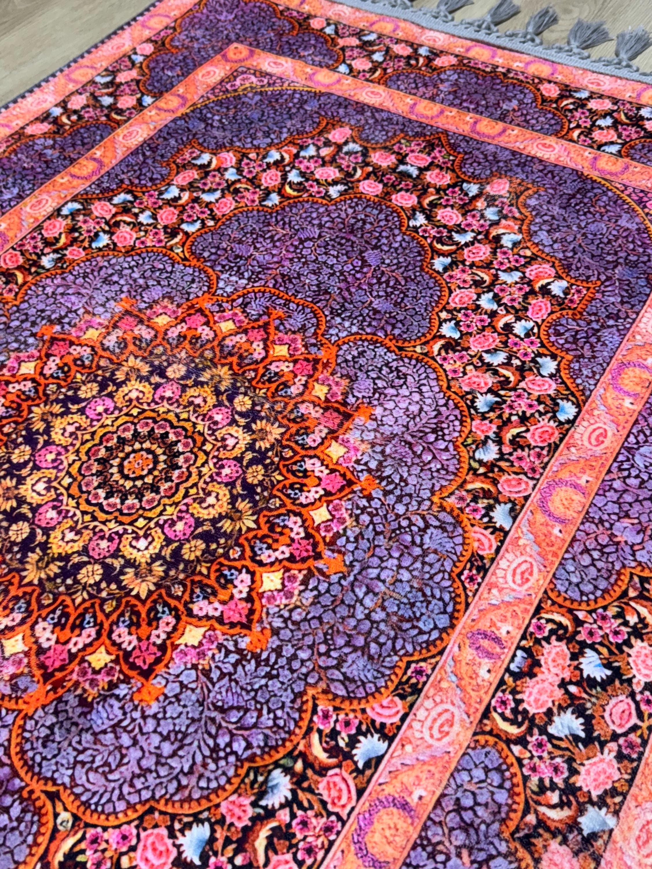 Soft Medallion Islamic Prayer Rug - Personalized Turkish Muslim  Mat -PrayerRoom -Bedrooom -Ramadan Gift - image 4
