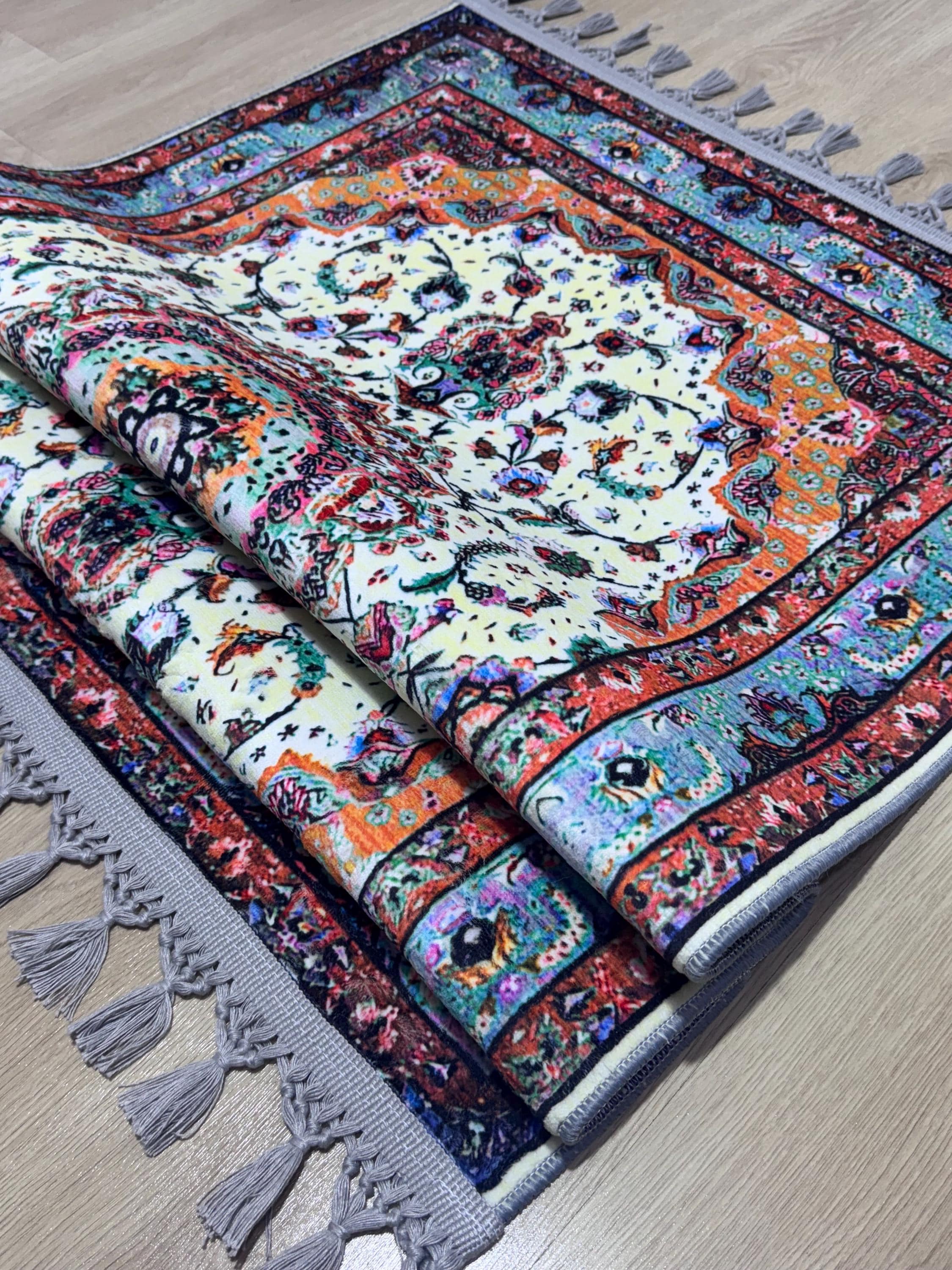 Soft Medallion Muslim Prayer Rug – Personalized Turkish Sejadah- Ramadan Sejadah Salah Muslims - image 3