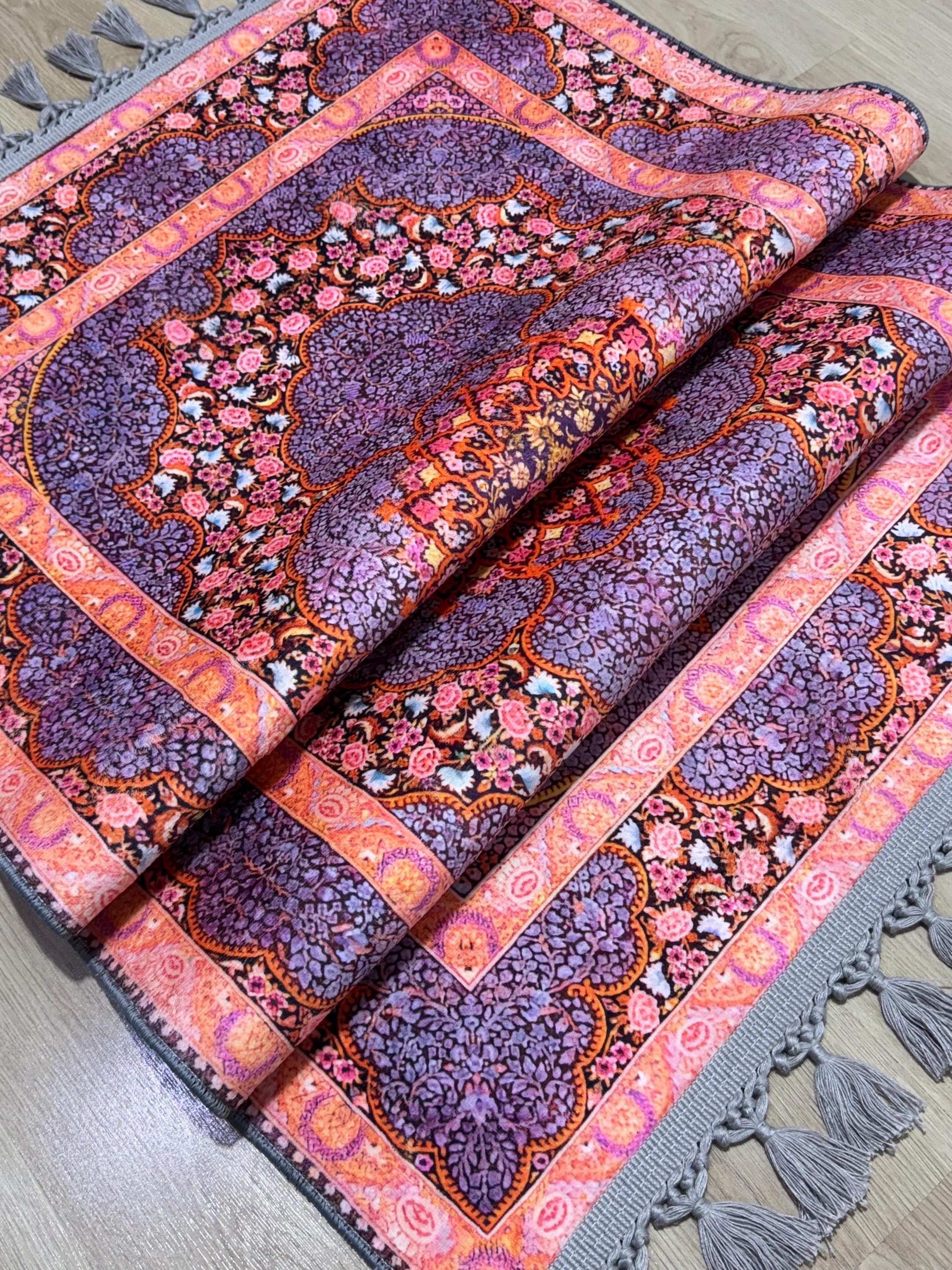 Soft Medallion Islamic Prayer Rug - Personalized Turkish Muslim  Mat -PrayerRoom -Bedrooom -Ramadan Gift - image 5