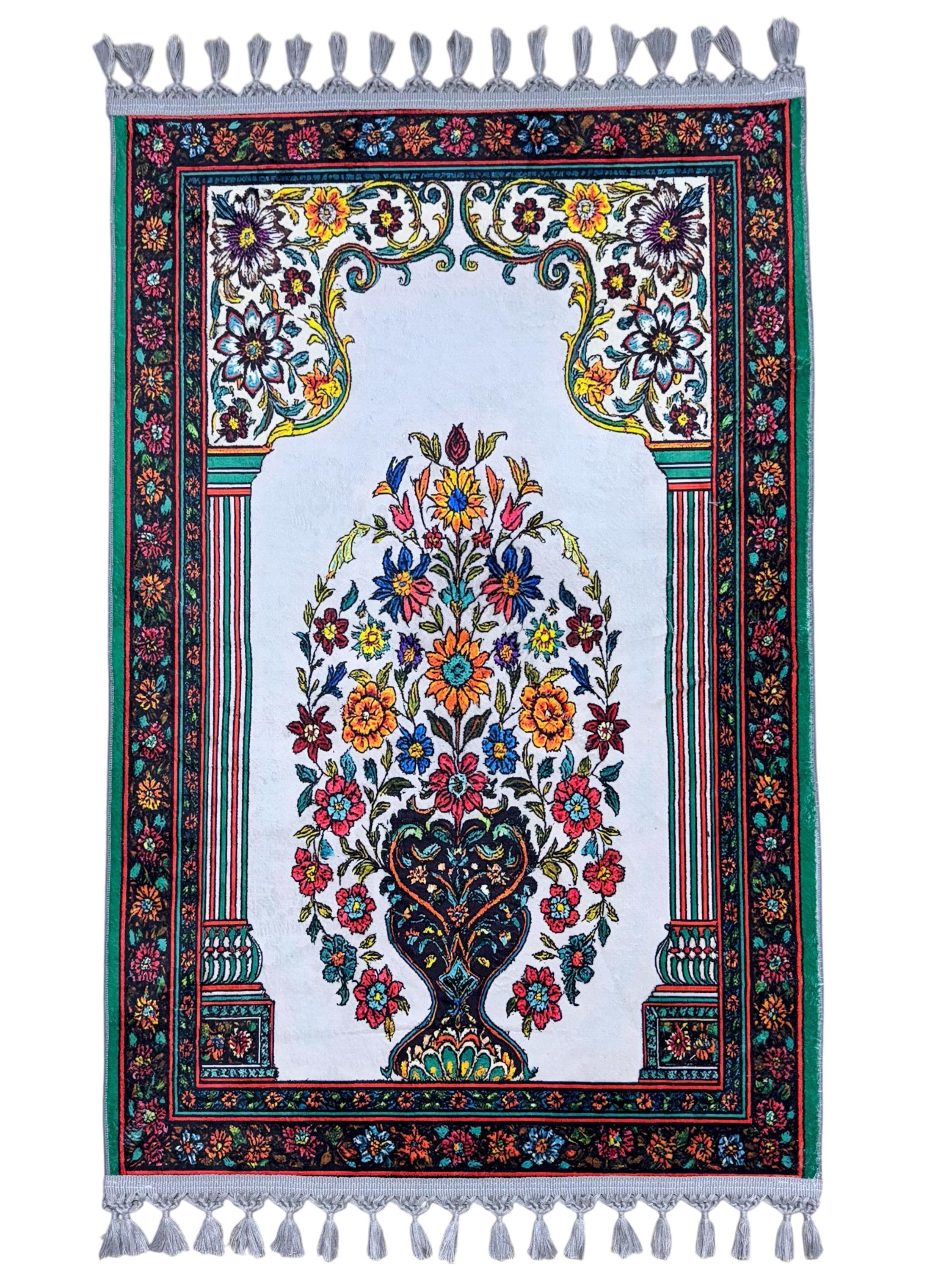 Floral Velvet Prayer Rug ,  Embroidered Muslim Prayer Mat -Mihrab , Salah ,Ramadan , Wedding , Eid , Ottoman - image 4
