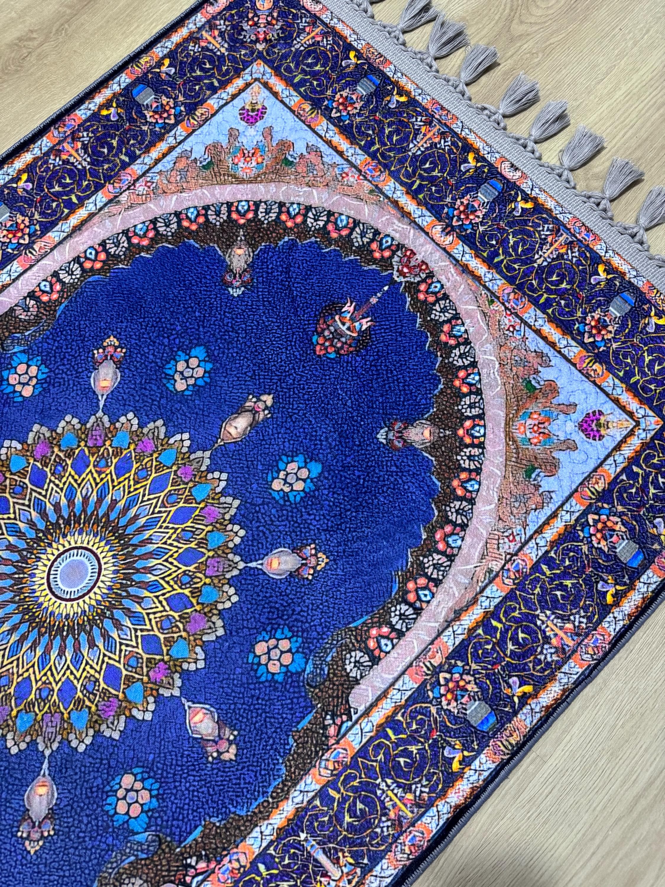 Soft Medallion Islamic Prayer Rug - Personalized Turkish Muslim  Mat -PrayerRoom -Bedroom -Living Room, Sejadah - image 3