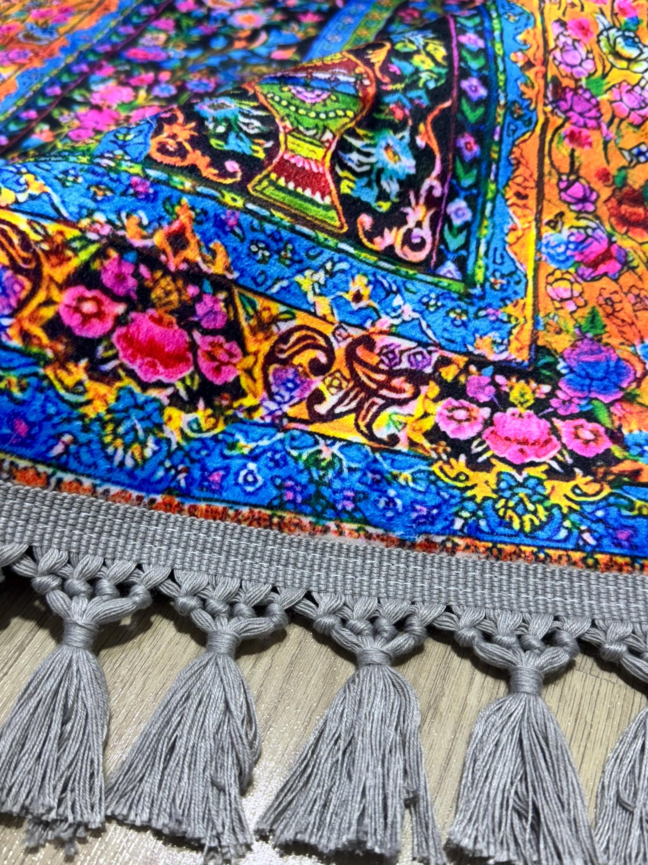 Floral Turkish Prayer Rug , large Islamic Prayer Mat, Multicolor Carpet -Ramadan Gift - Muslims Salah - image 3