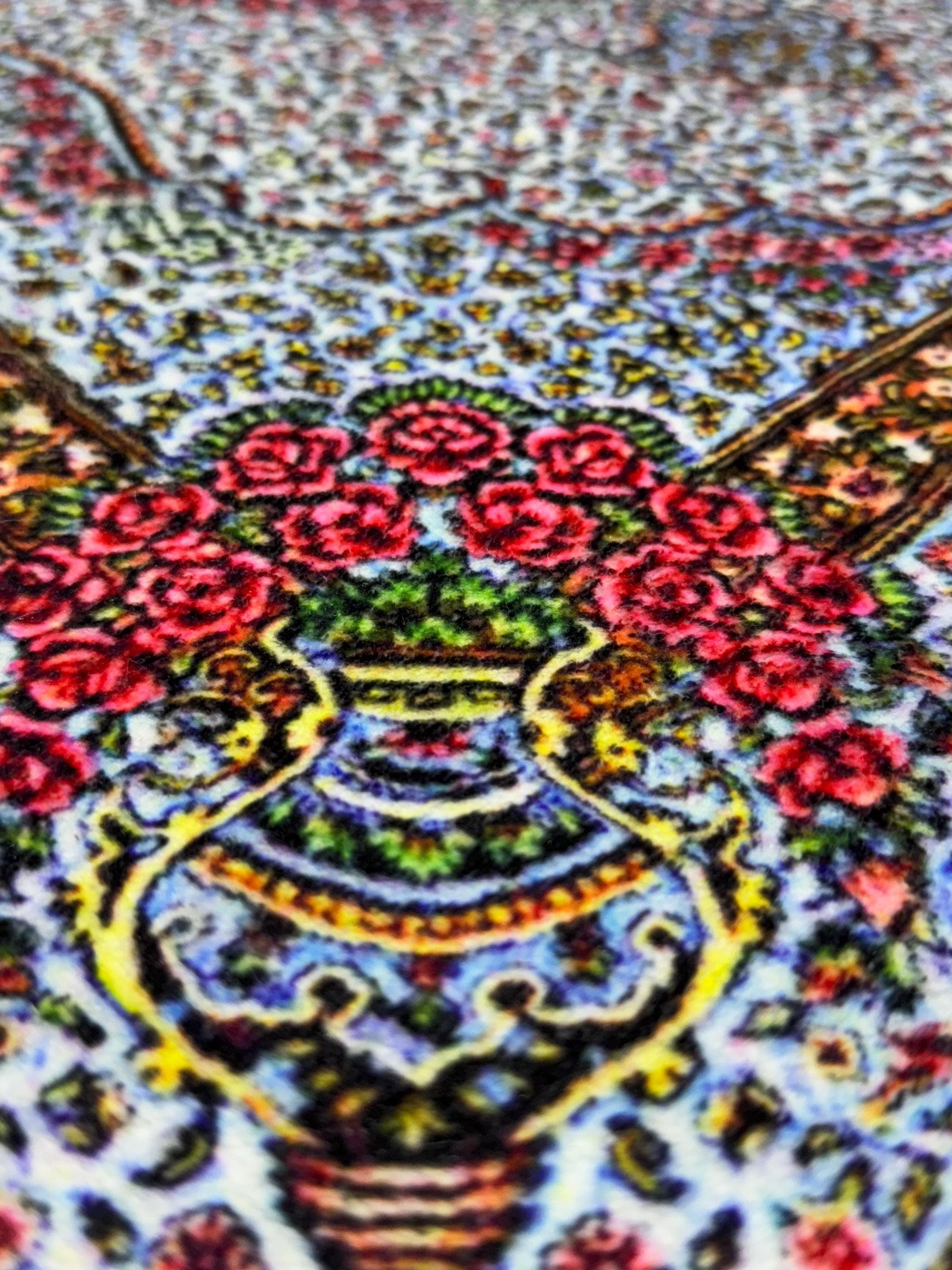 Orange Floral Prayer Rug , Turkish Persian Style, Soft Carpet - Ottoman Mat - Ramadan Salah - Janamaz - image 4