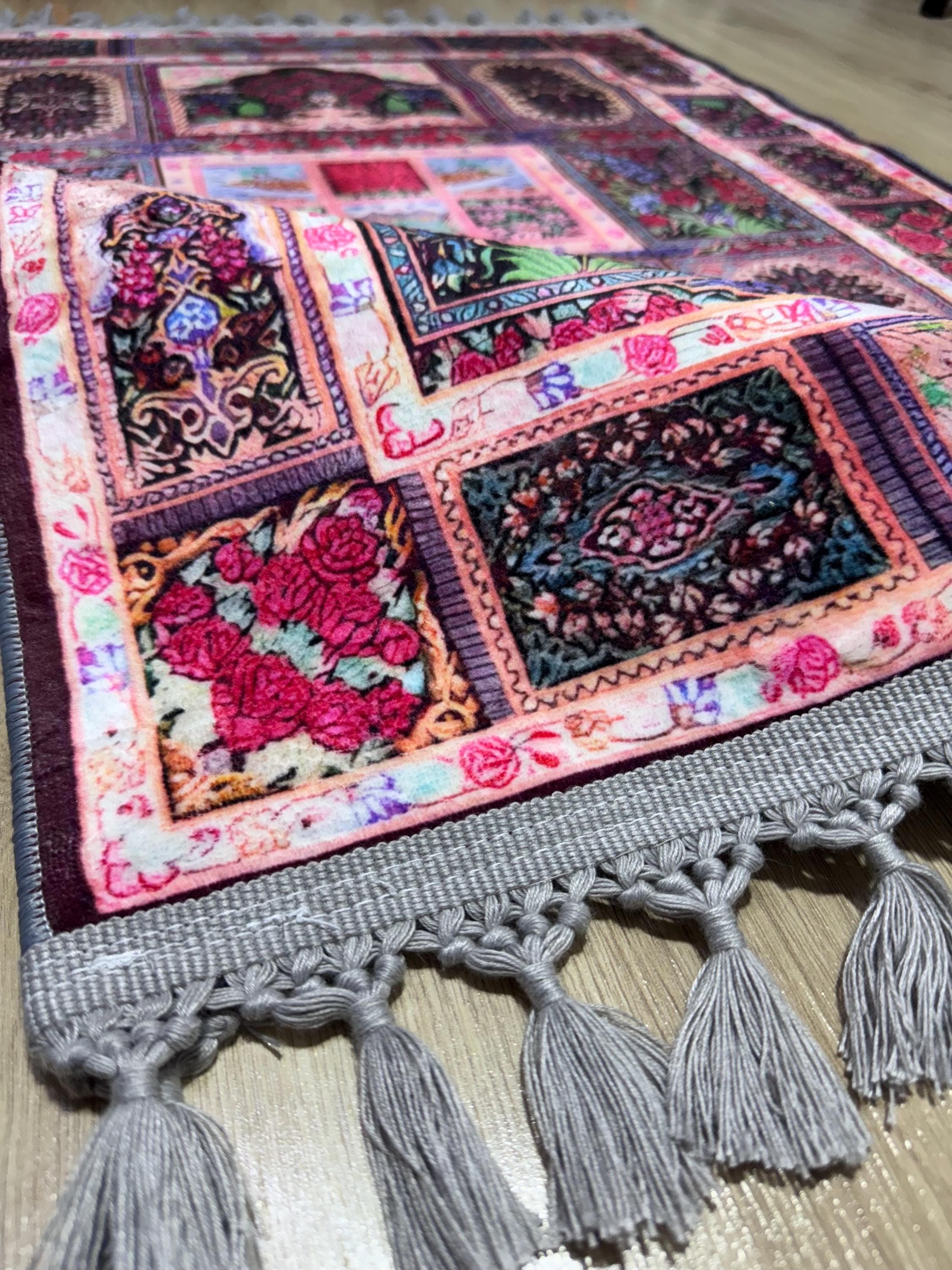 Floral Prayer Rug , Plush Muslim Prayer Mat, Islamic Ramadan Gift , Muslims Carpet , Runner - image 5