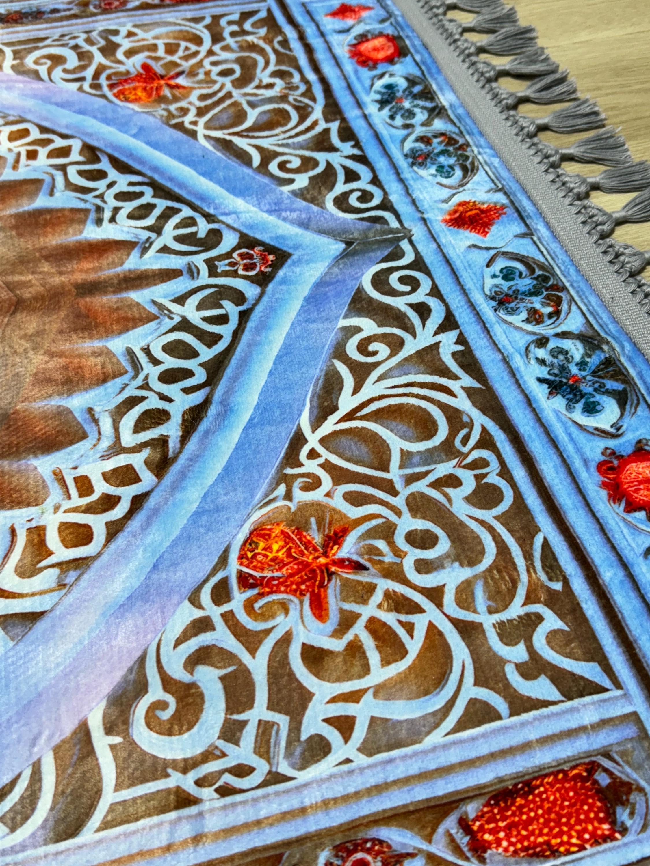 Turkish Prayer Rug , Silky Muslim Prayer Mat, Islamic Ramadan Gift - Mosque Salah - image 5
