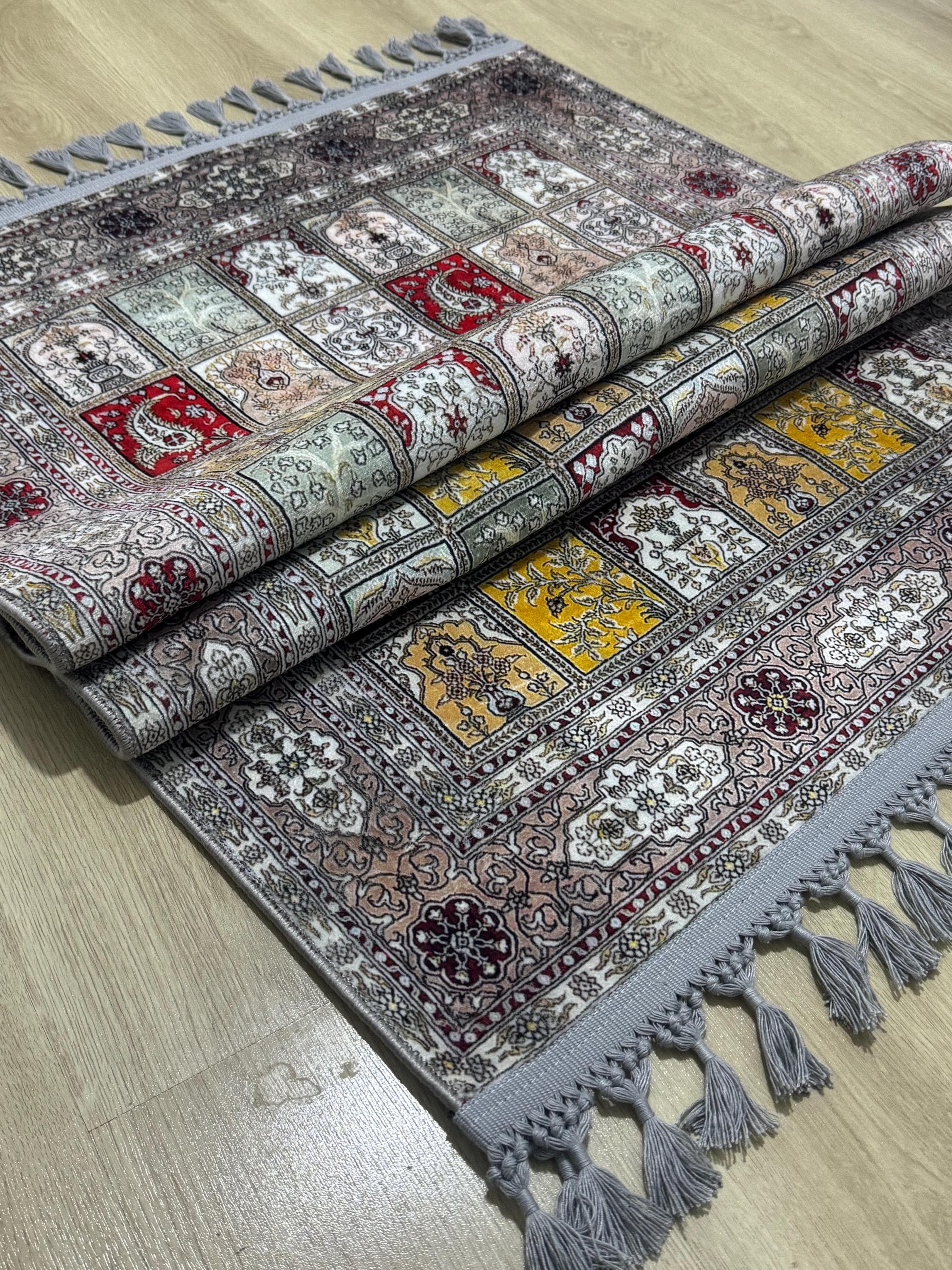 Geometric Mihrab  Turkish Prayer Rug , Large Islamic Prayer Mat, Red Green Carpet-Ramadan Eid Wedding - image 3