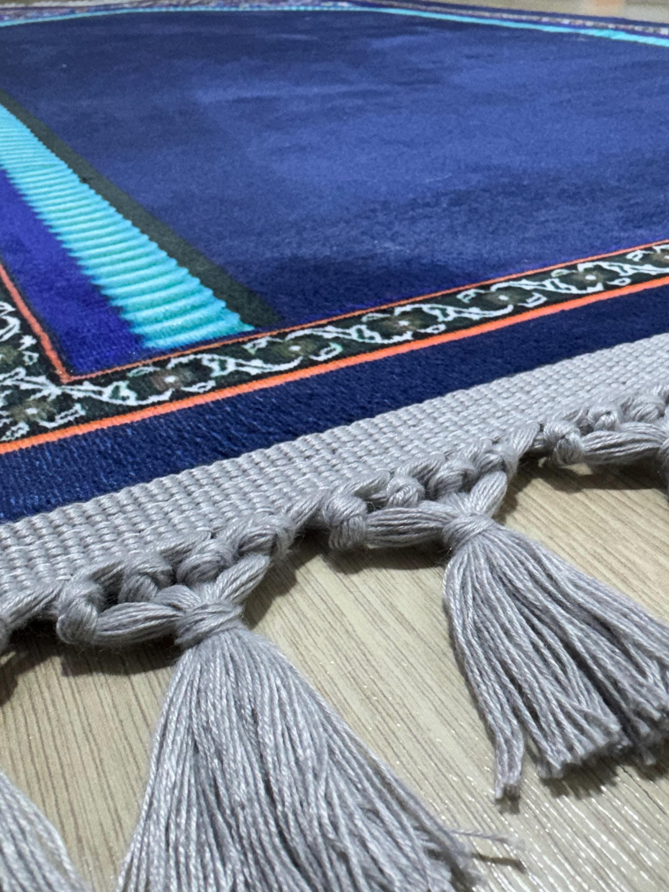 Blue Turkish Prayer Rug , Islamic Prayer Mat, Mosque Decor- Mihrab Salah - Janamaz -  Gebetsteppich - image 5