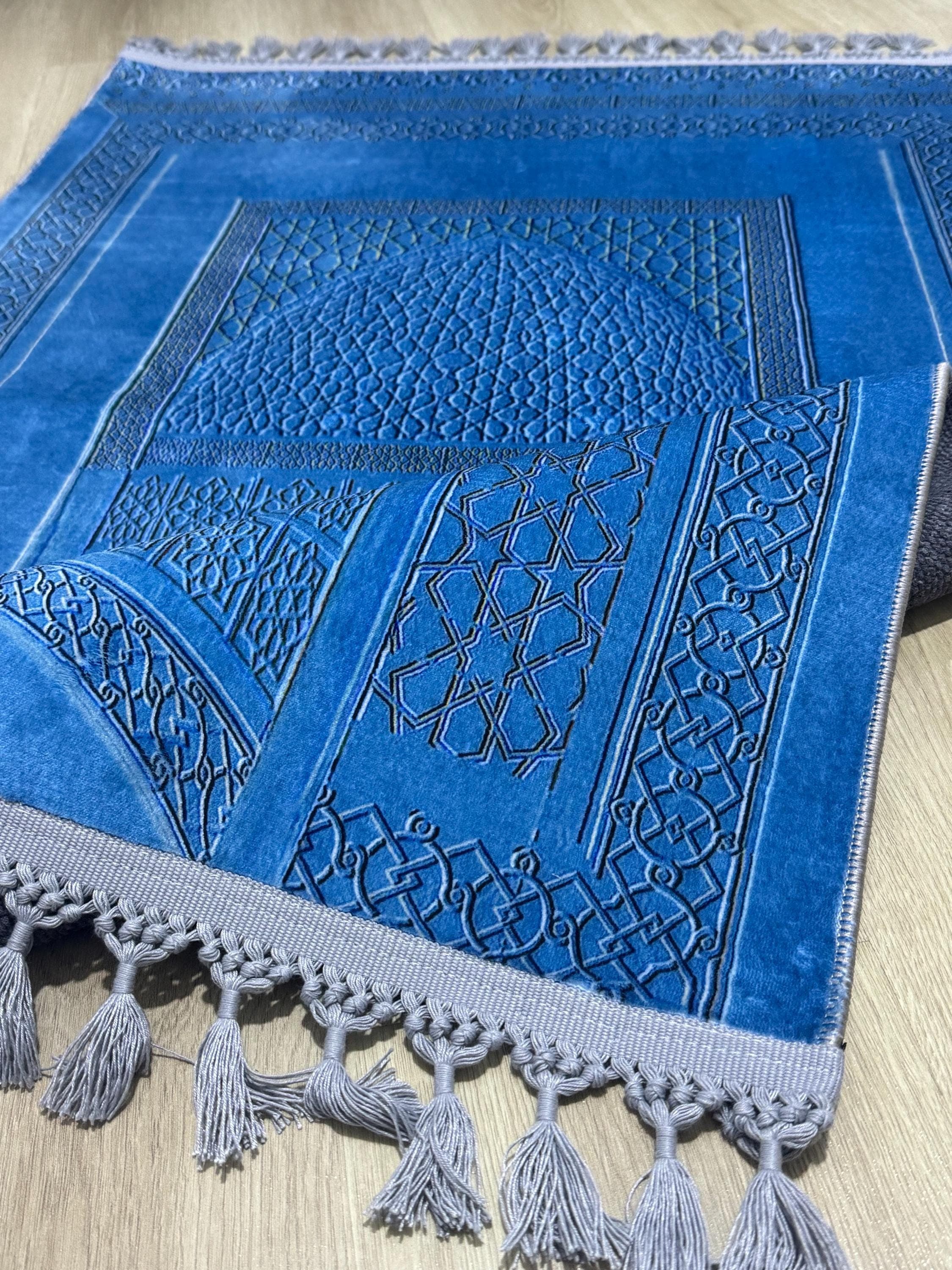 Personalised Prayer Mat – Turkish Islamic Soft Muslim Prayer Rug-  Green Janamaz -Sejadah- Ramadan Gift - image 3