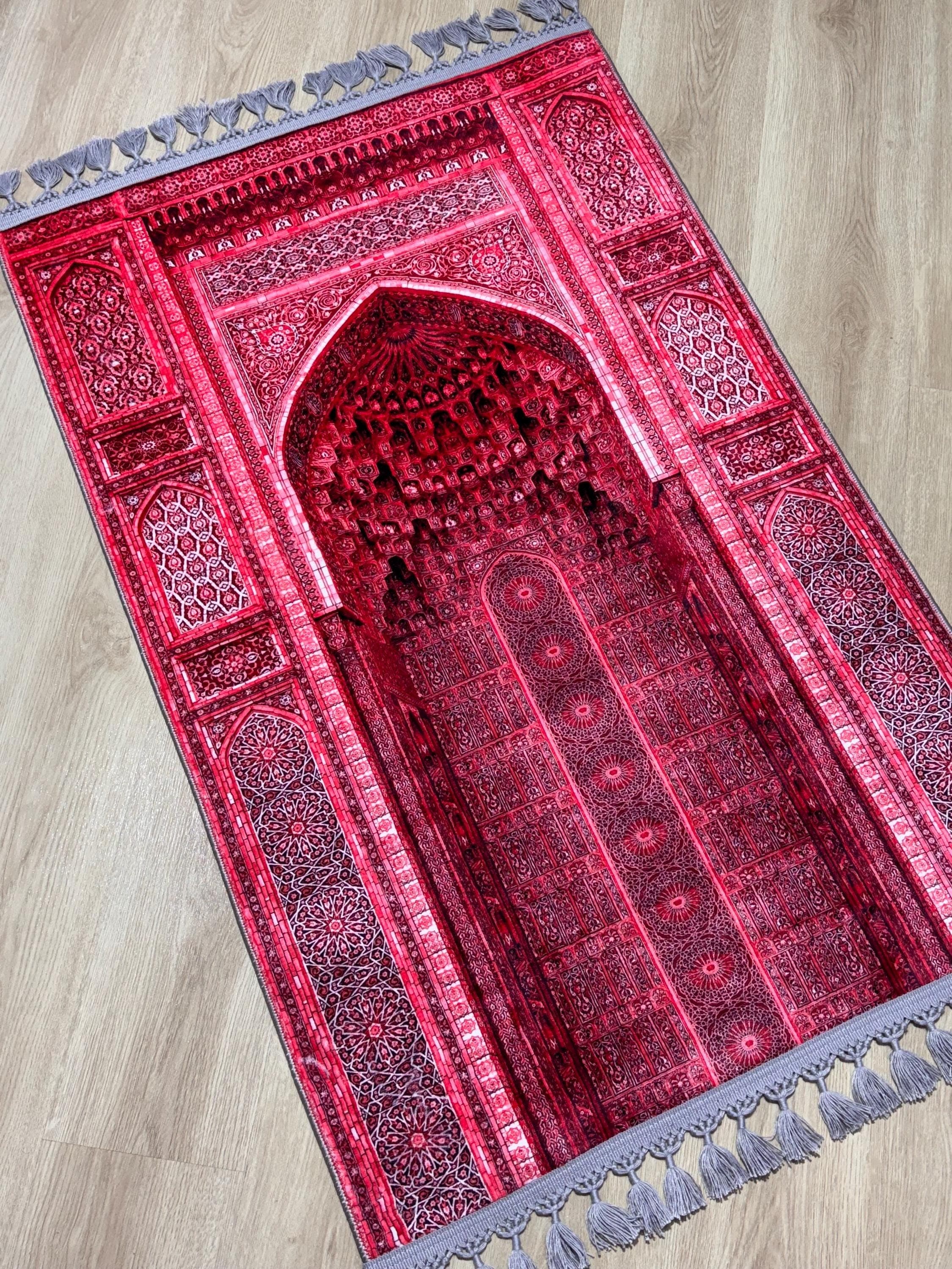 Luxery Prayer Rug ,Soft Muslim Prayer Mat with Traditional Ottoman Design,Janamaz, Ramadan  Gift