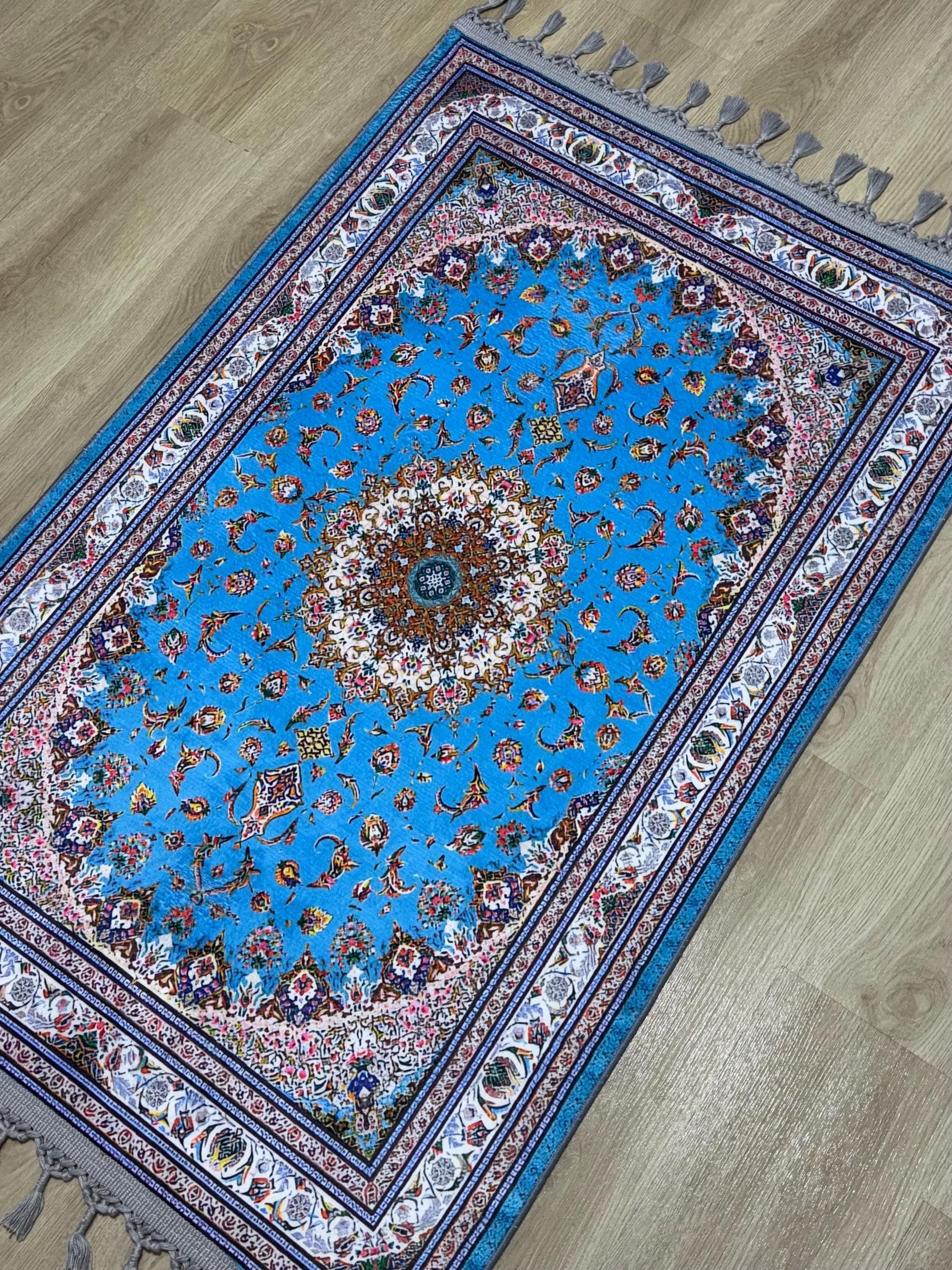 Soft Medallion Islamic Prayer Rug - Personalized Turkish Muslim  Mat -PrayerRoom -Bedrooom -Living Room, Sejadah