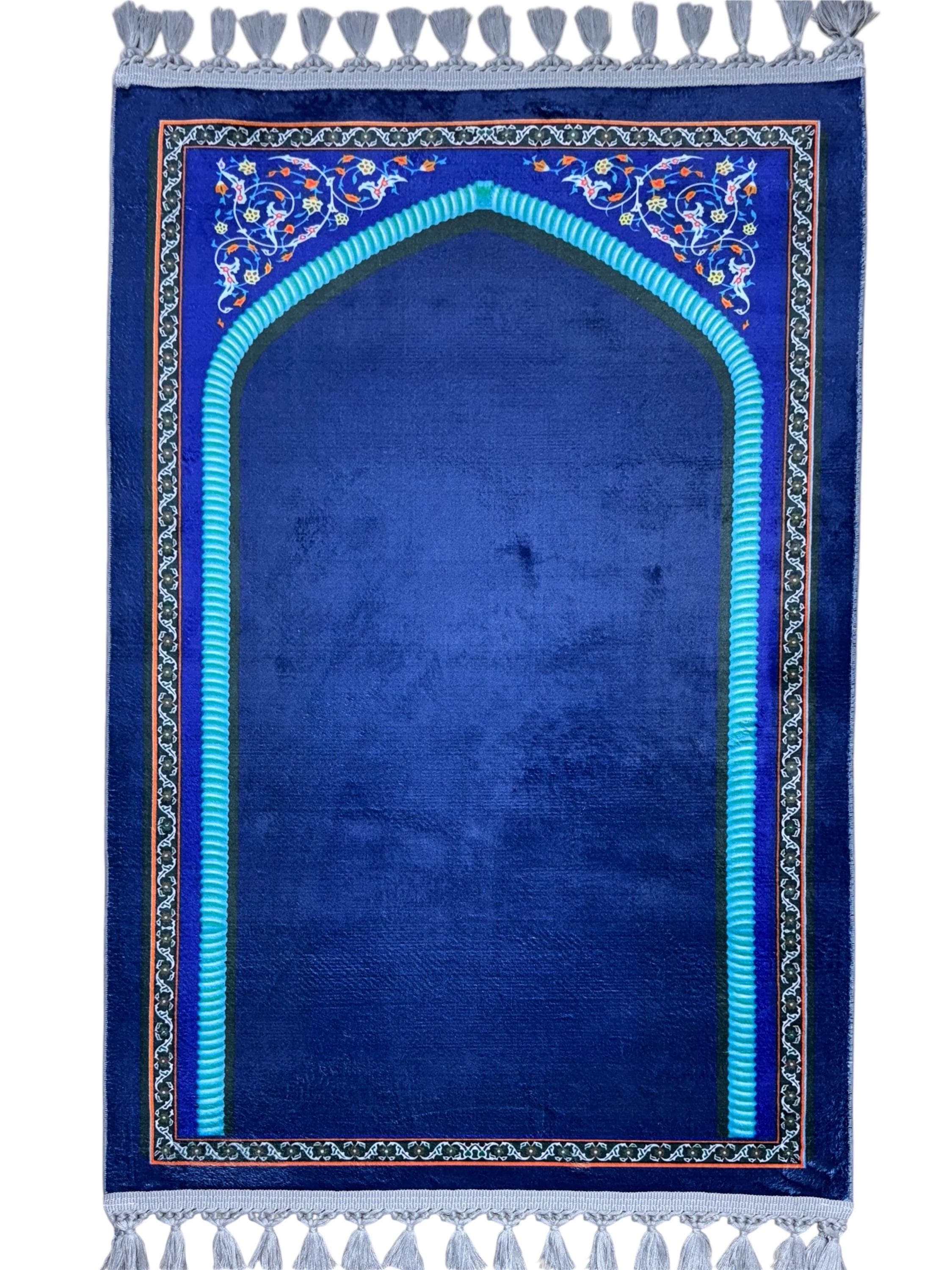 Blue Turkish Prayer Rug , Islamic Prayer Mat, Mosque Decor- Mihrab Salah - Janamaz -  Gebetsteppich - image 3